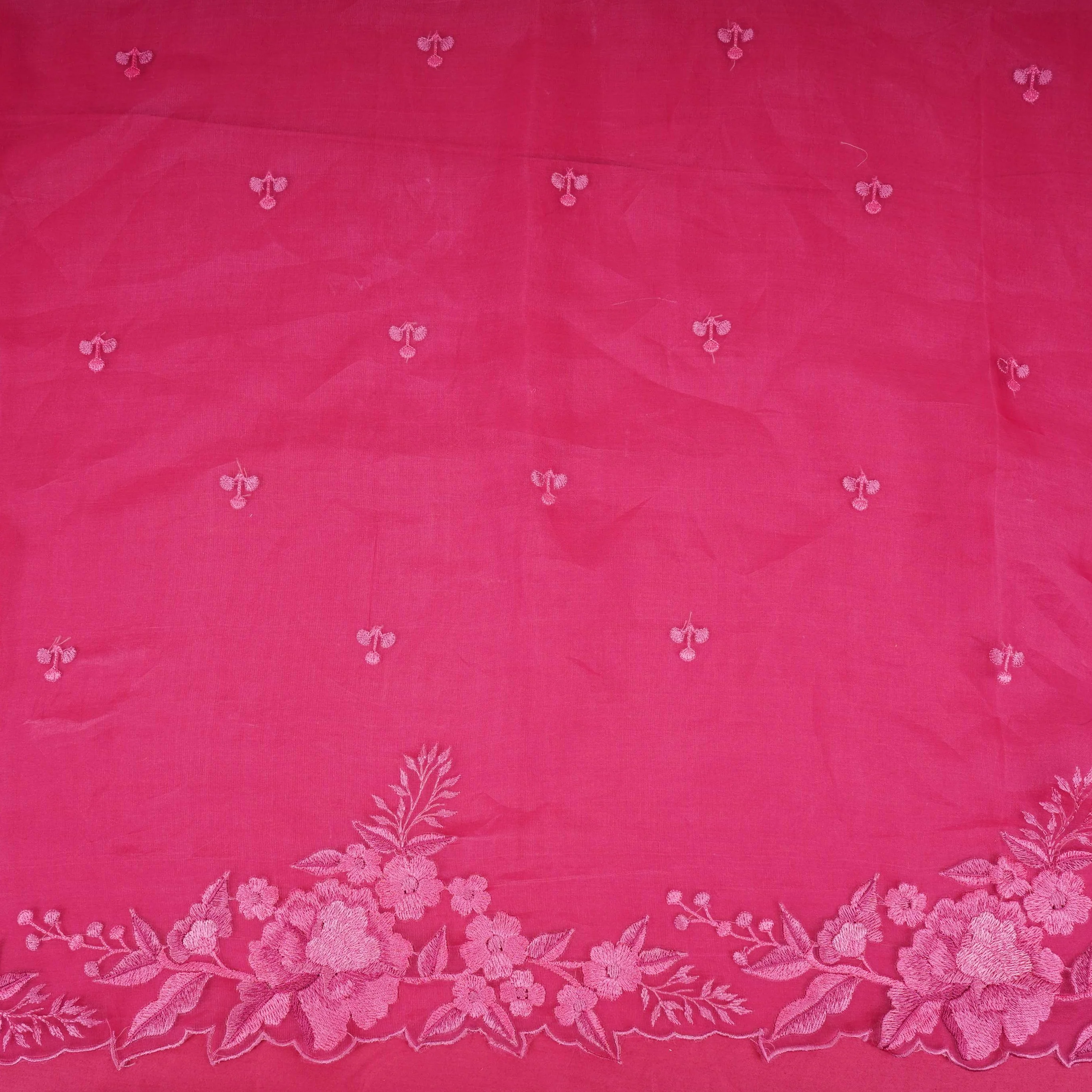 Rani Pink thread embroidery Pure 27gm Organza Fabric GPF-32071 - Image 2