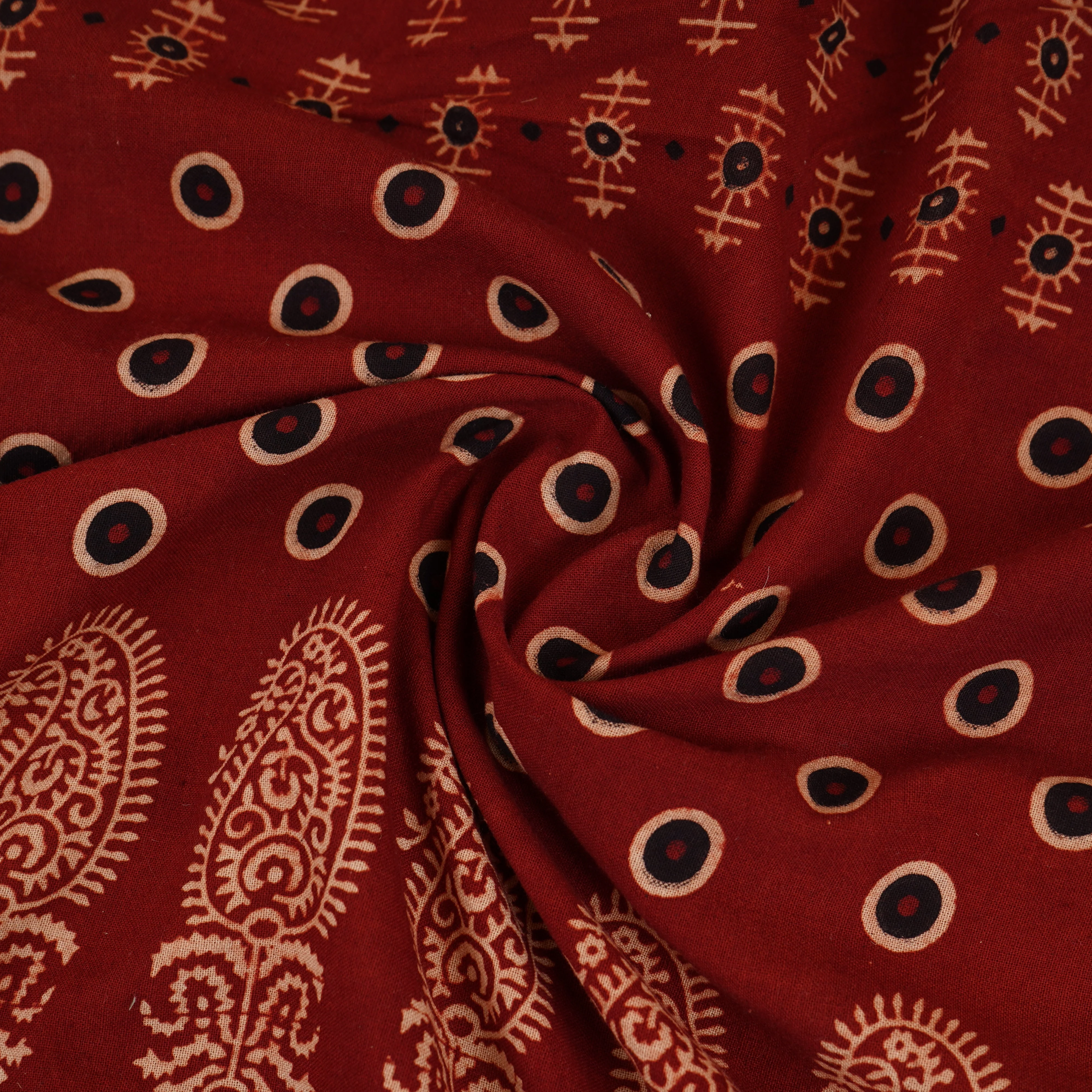 Red Ajrakh Print Cotton Fabric CH-29787 - Image 3
