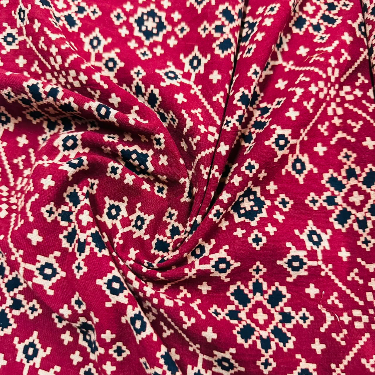 Red Ajrakh Print Cotton Fabric CH-29789