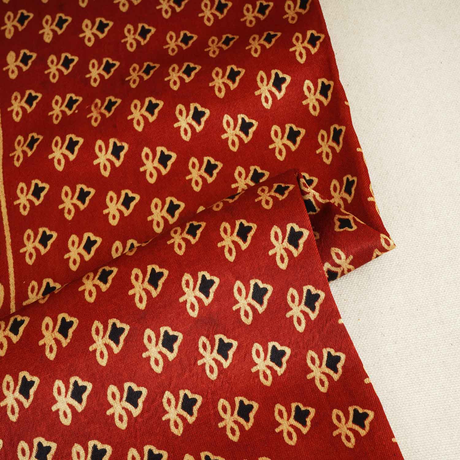 Red Ajrakh Print Mashru Silk Fabric EEG-28373 - Image 2