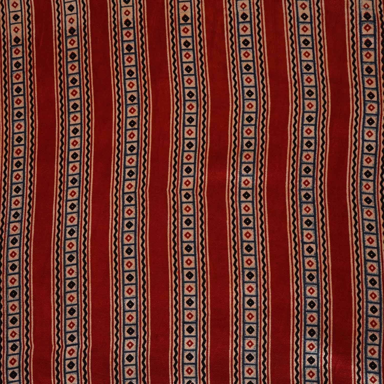 Red Ajrakh Print Mashru Silk Fabric IA-27812 - Image 4