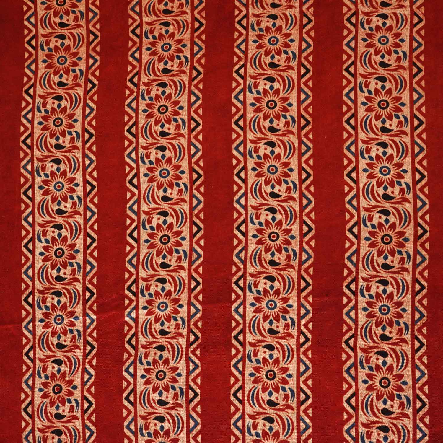 Red Ajrakh Print Mashru Silk Fabric IA-27815 - Image 4