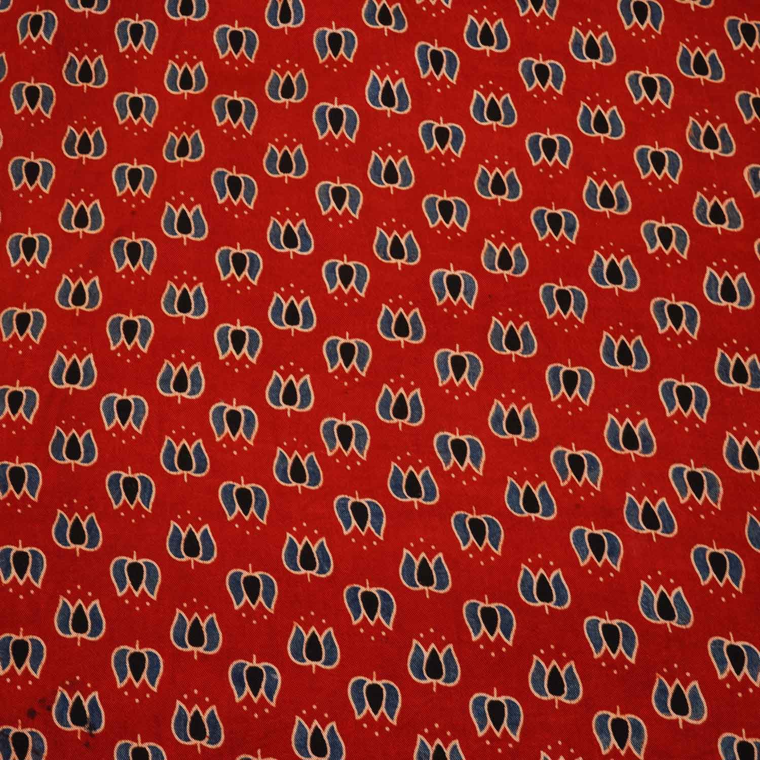 Red Ajrakh Print Mashru Silk Fabric IA-27816 - Image 4