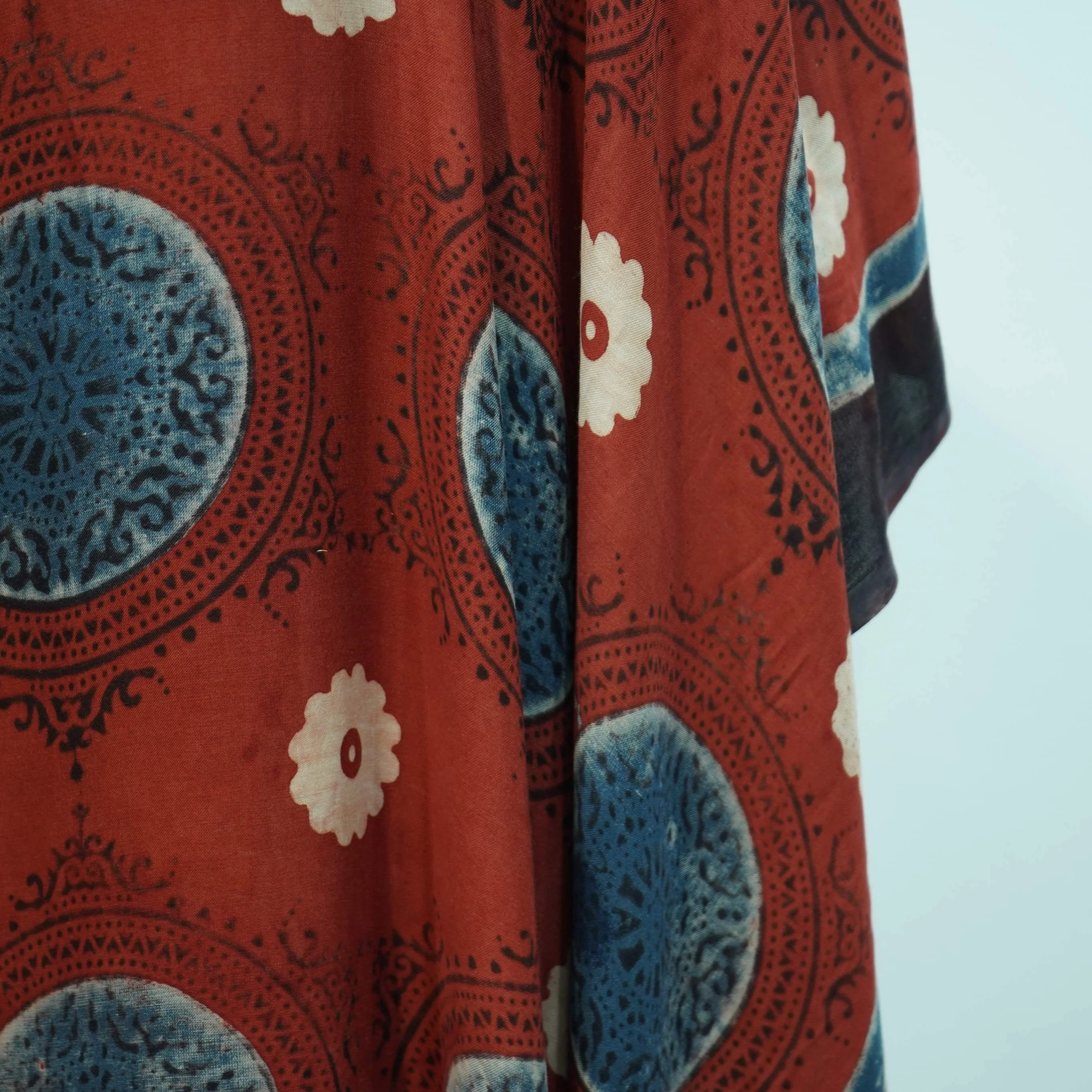 Red Ajrakh print Modal Silk Kaftan EEG-31602 - Image 2