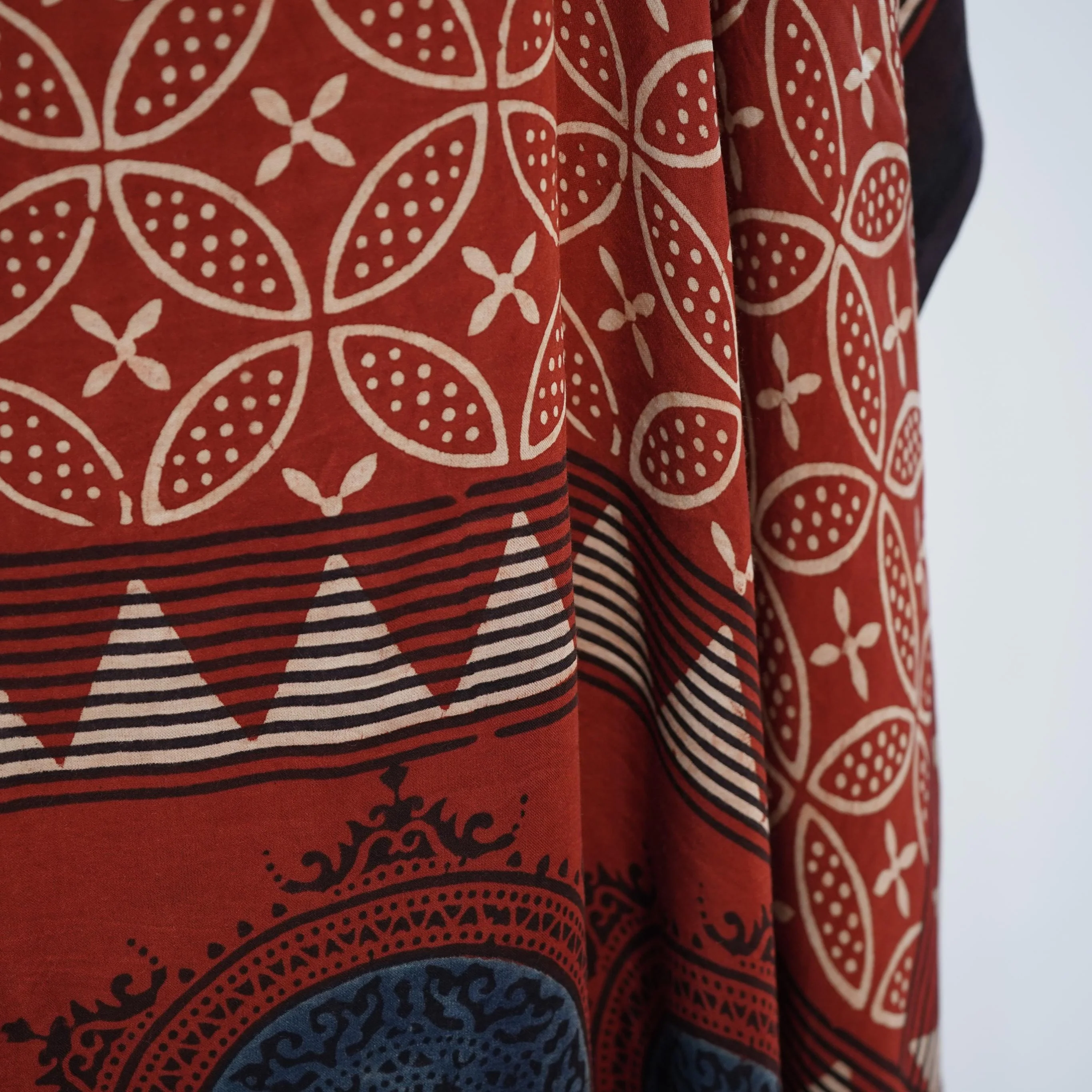 Red Ajrakh print Modal Silk Kaftan EEG-31609 - Image 2