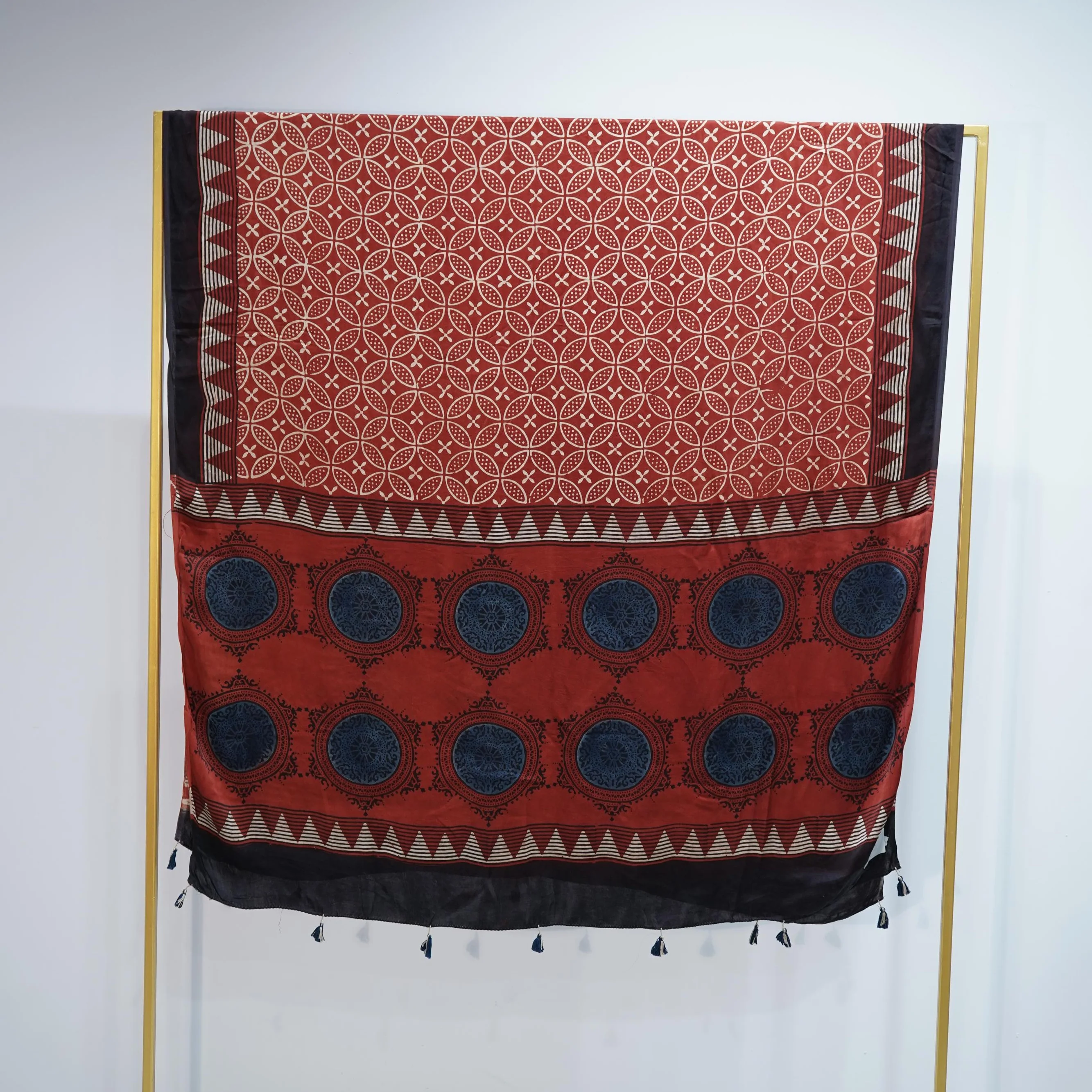 Red Ajrakh print Modal Silk Kaftan EEG-31609 - Image 3