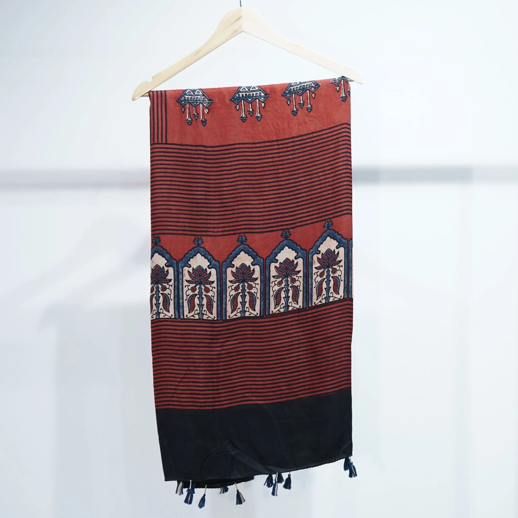 Red Ajrakh print Modal Silk Kaftan EEG-31621 - Image 6