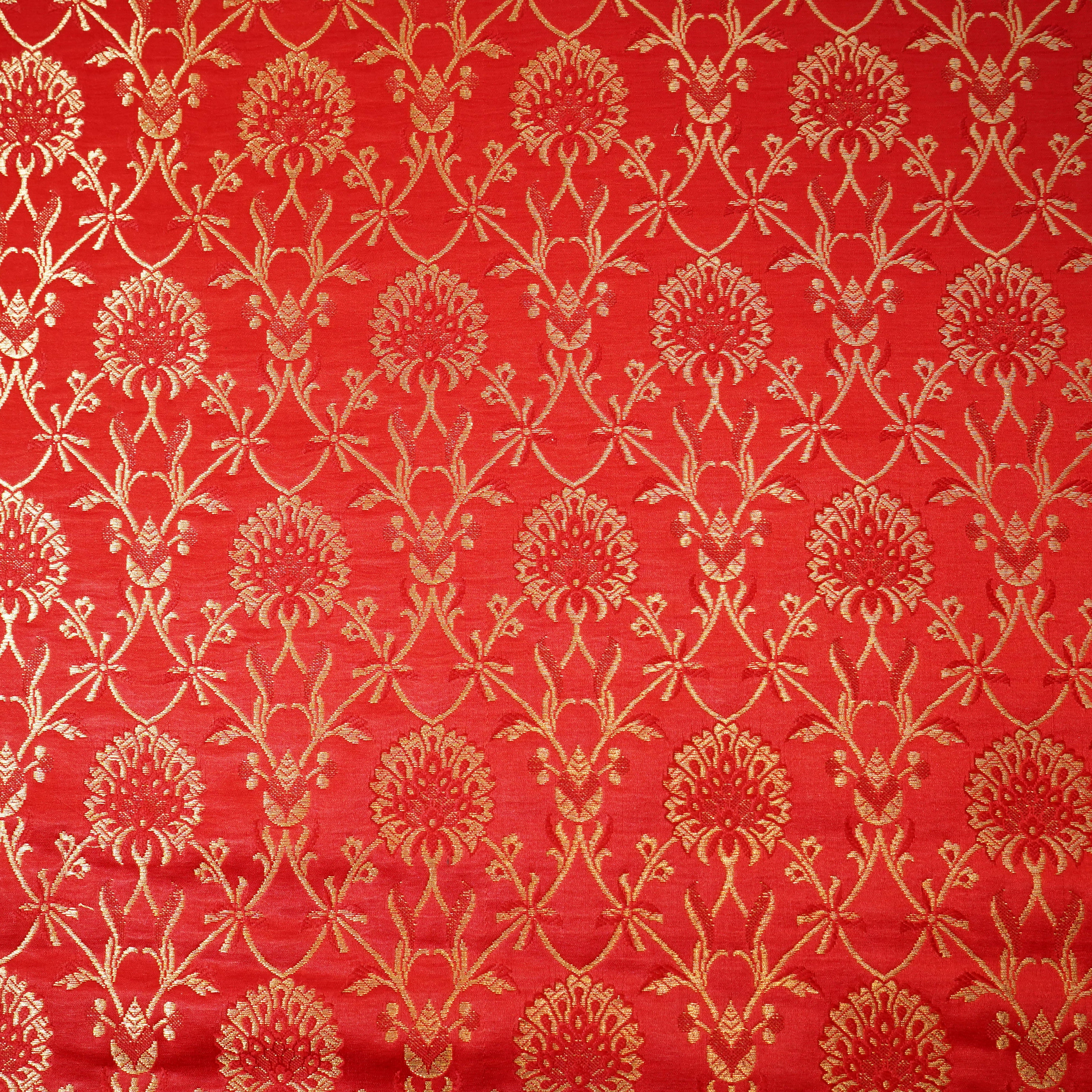 Red Banarasi Brocade Fabric 19219 - Image 2