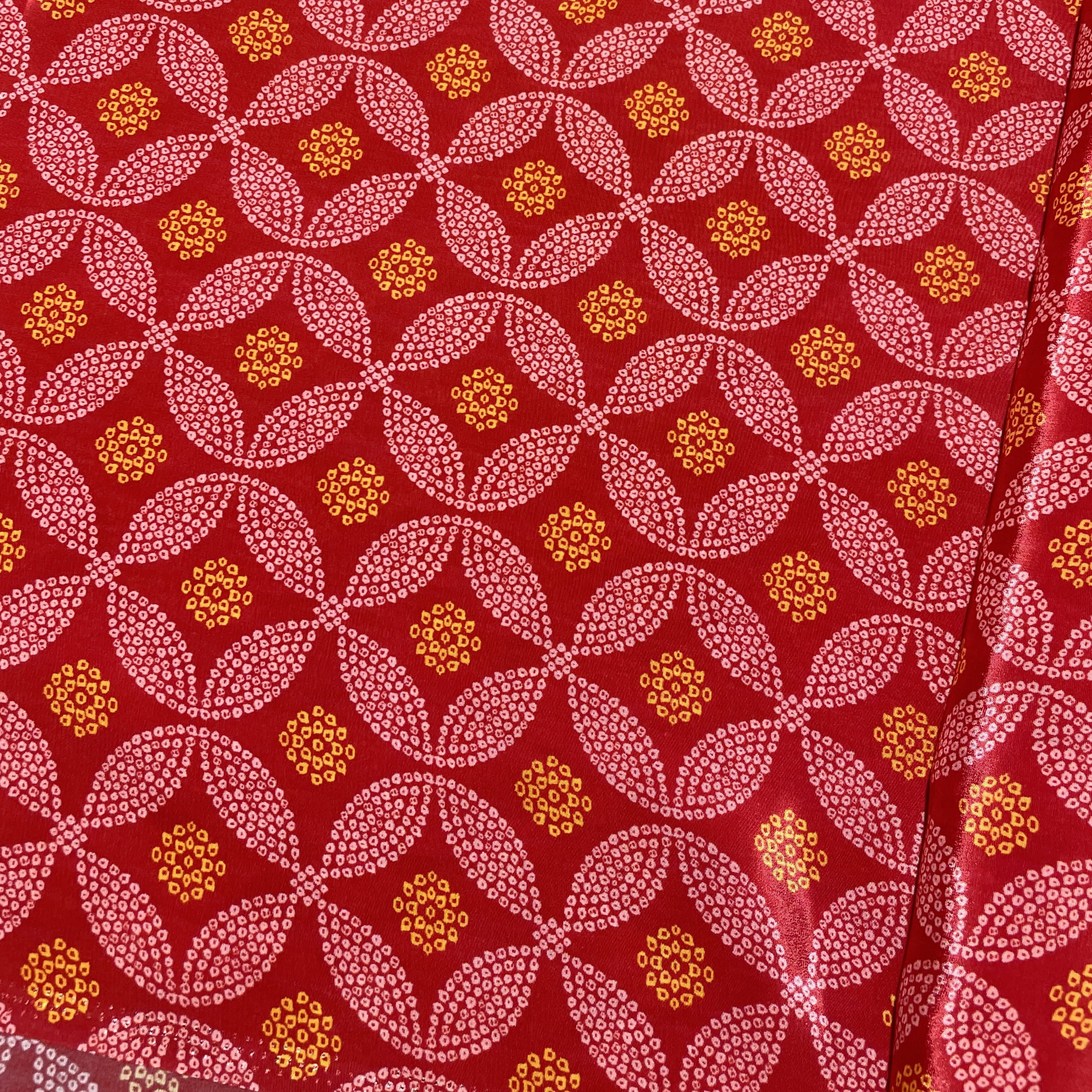 Red Bandhani Print Crepe Fabric 18160 - Image 3