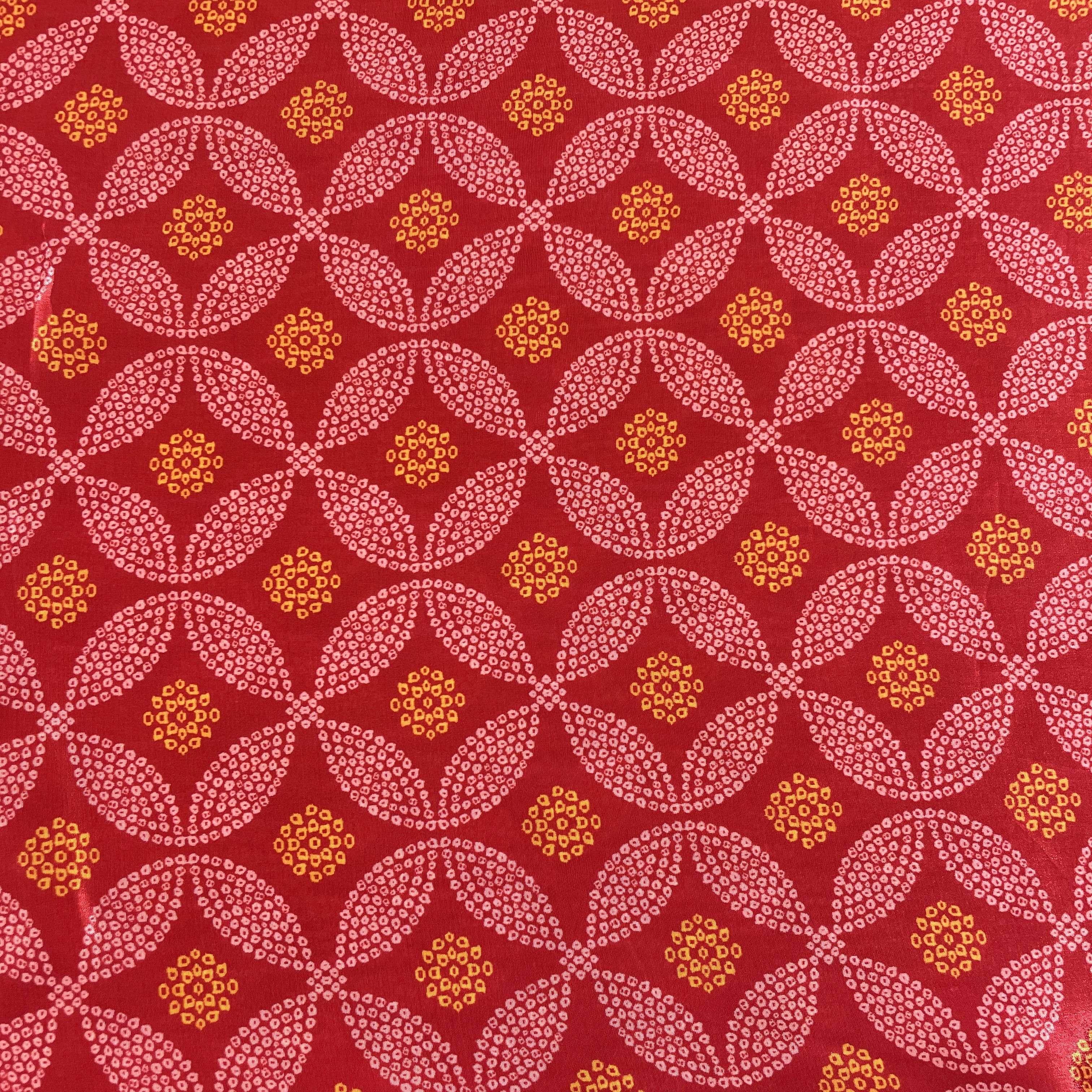 Red Bandhani Print Crepe Fabric 18160 - Image 4