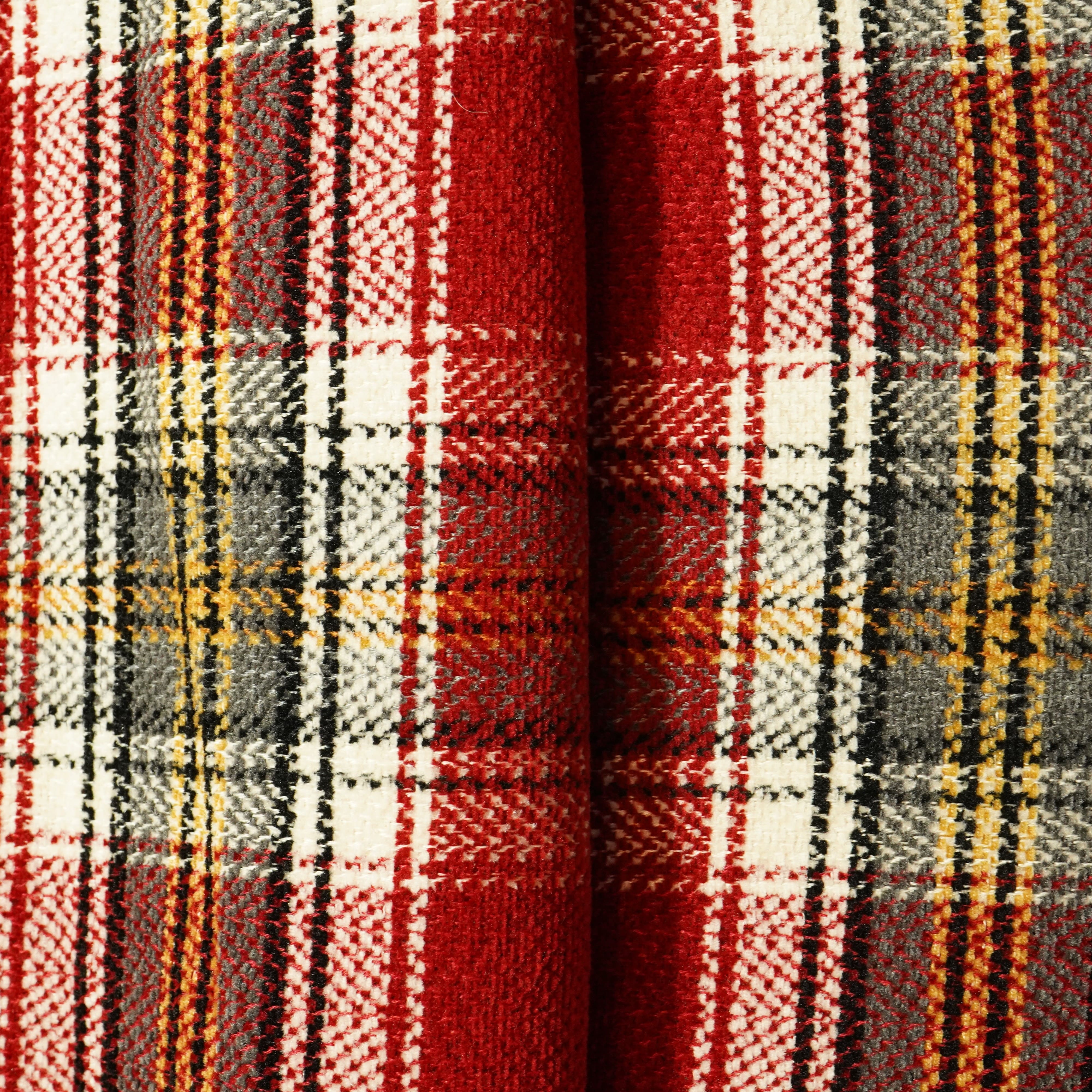 Red & Black Check Tweed Fabric - Image 2