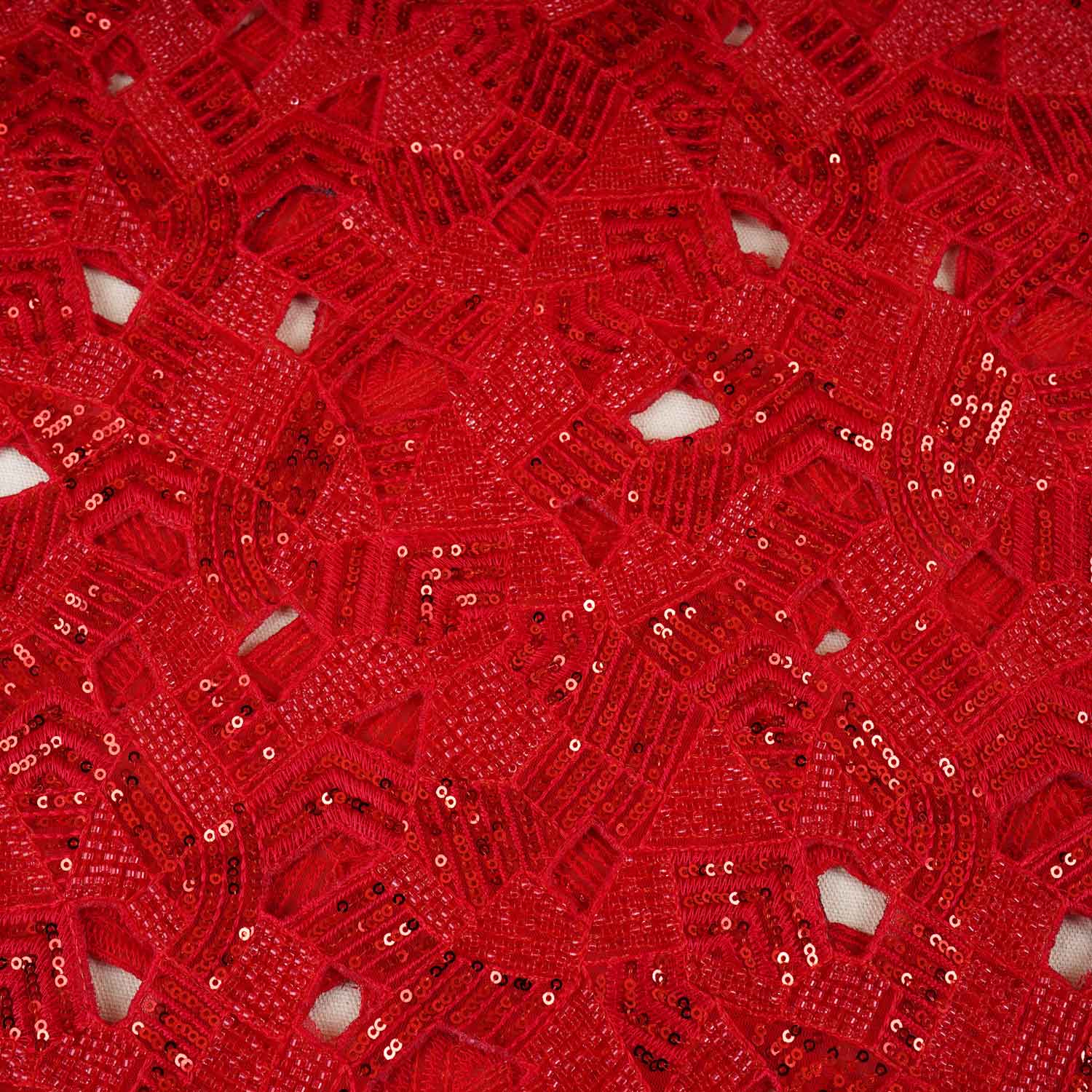 Red Cutwork Embroidery Net Fabric HCS-28996 - Image 5
