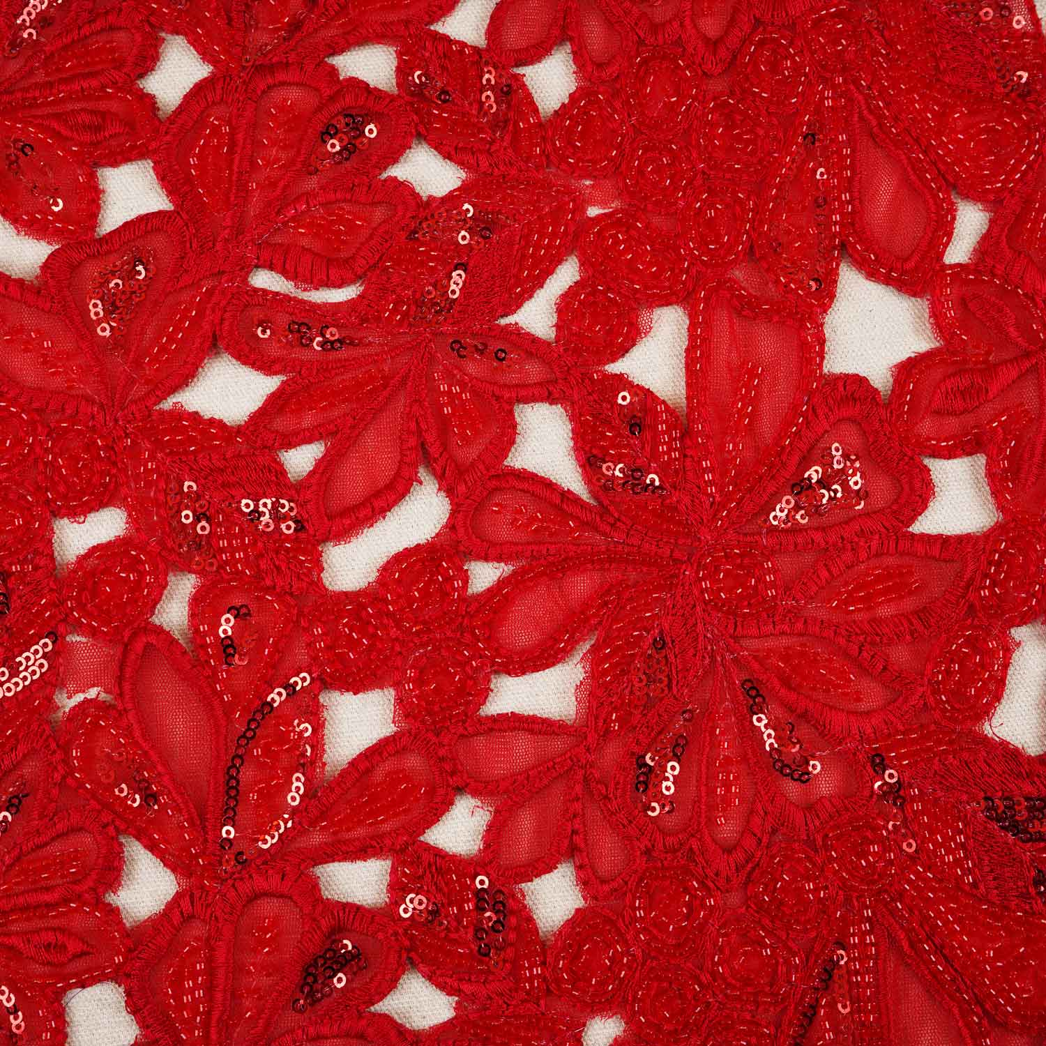 Red Cutwork Embroidery Net Fabric HCS-29000 - Image 4