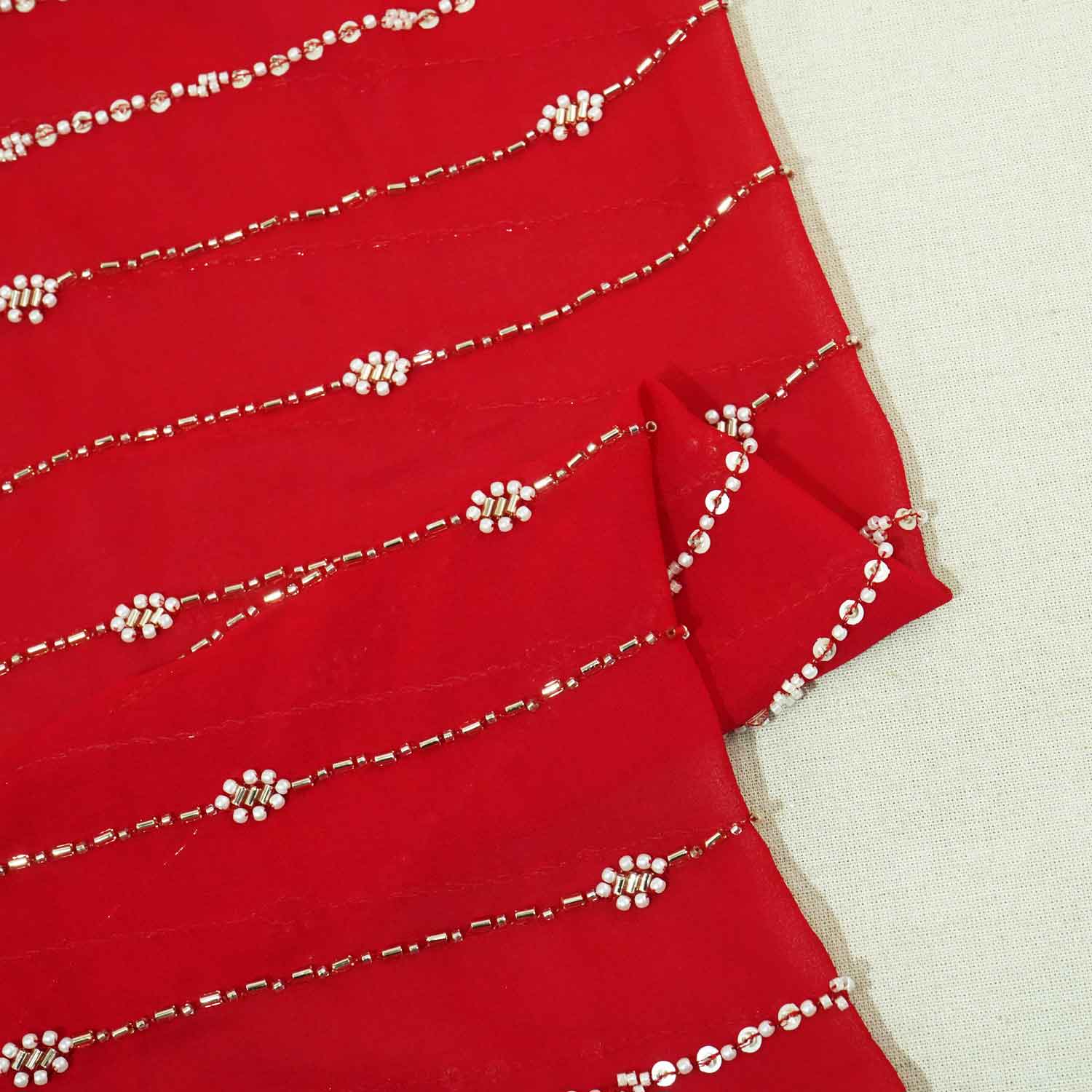 Red Embroidery Cut Dana Georgette Fabric WI-27282 - Image 3