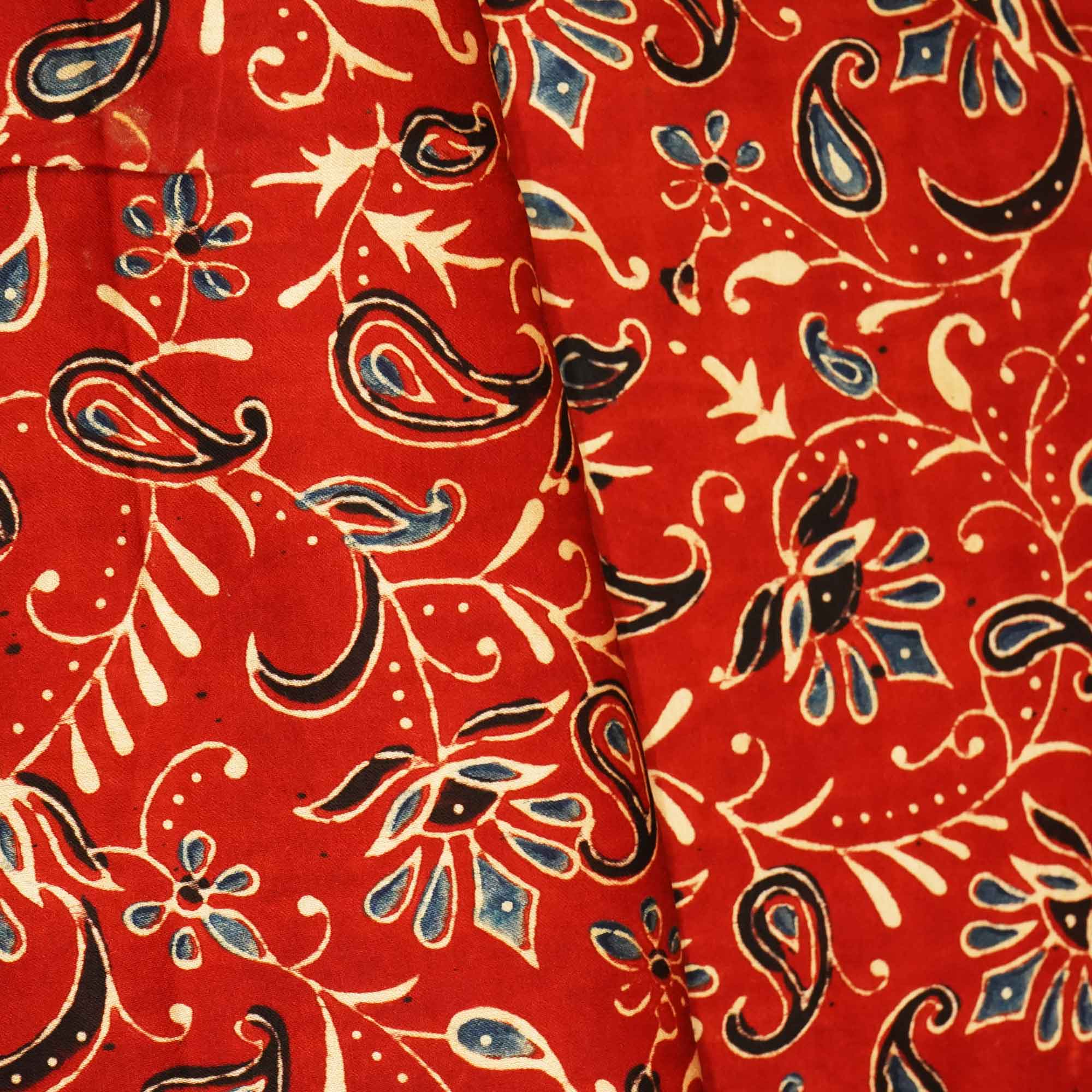 Red Floral Ajrakh Modal Satin Modal Ajrakh IA-26882 - Image 3