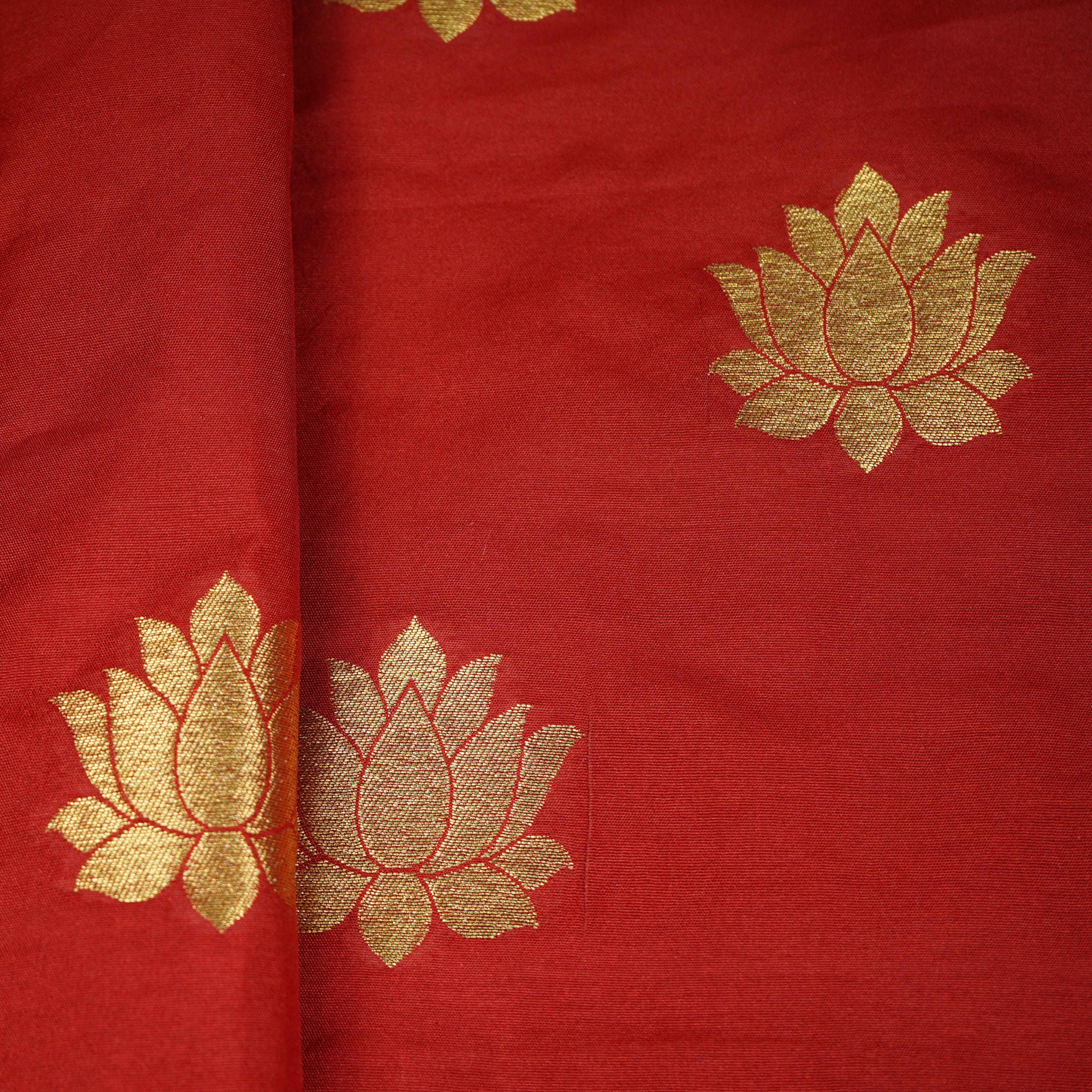 Red Floral Print Brocade Fabric 21942 - Image 2