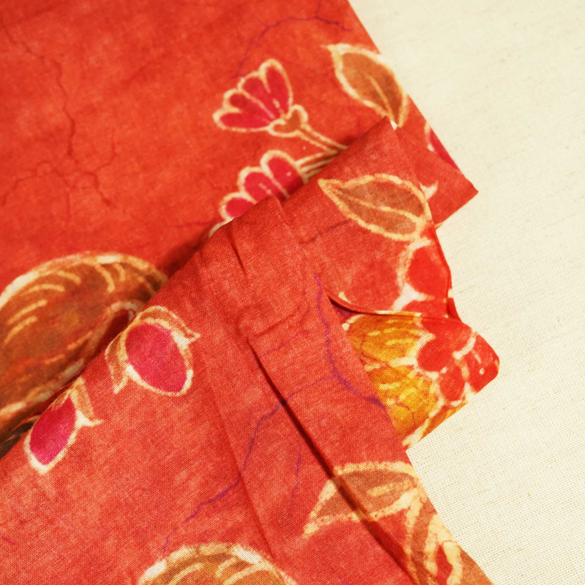 Red Floral Print Cotton Mulmul Fabric GT-25420 - Image 2