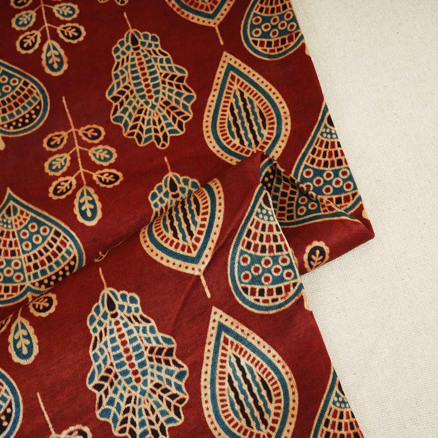 Red Floral Print Mashru Silk Fabric EEG-28311 - Image 2