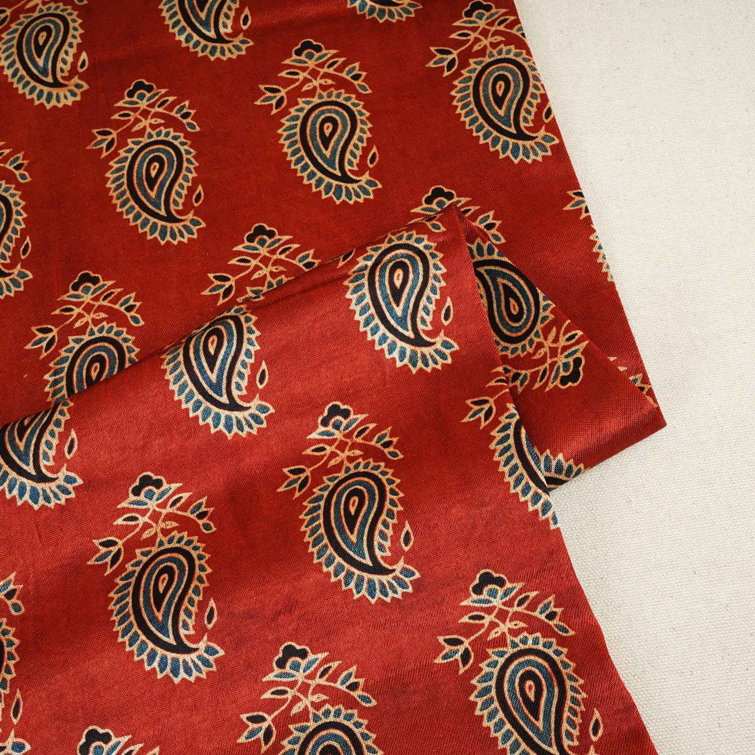 Red Floral Print Mashru Silk Fabric EEG-28326 - Image 2