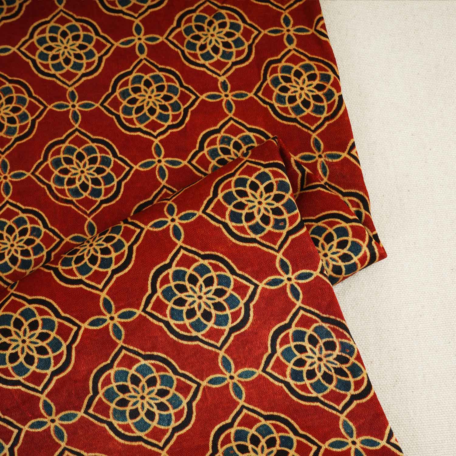 Red Floral Print Mashru Silk Fabric EEG-28356 - Image 2