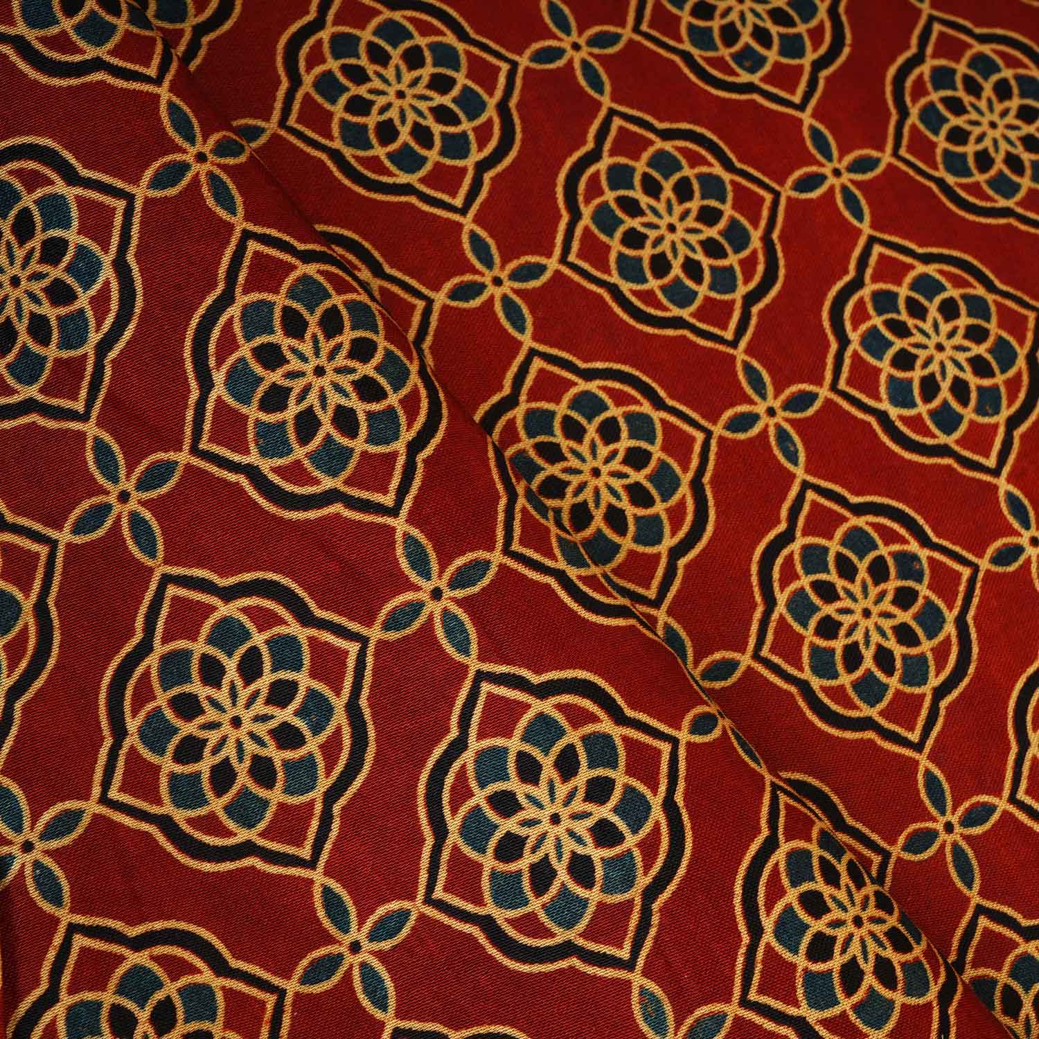Red Floral Print Mashru Silk Fabric EEG-28356 - Image 3