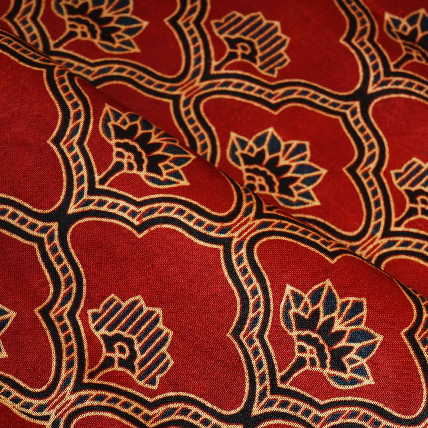 Red Floral Print Mashru Silk Fabric EEG-28368 - Image 3