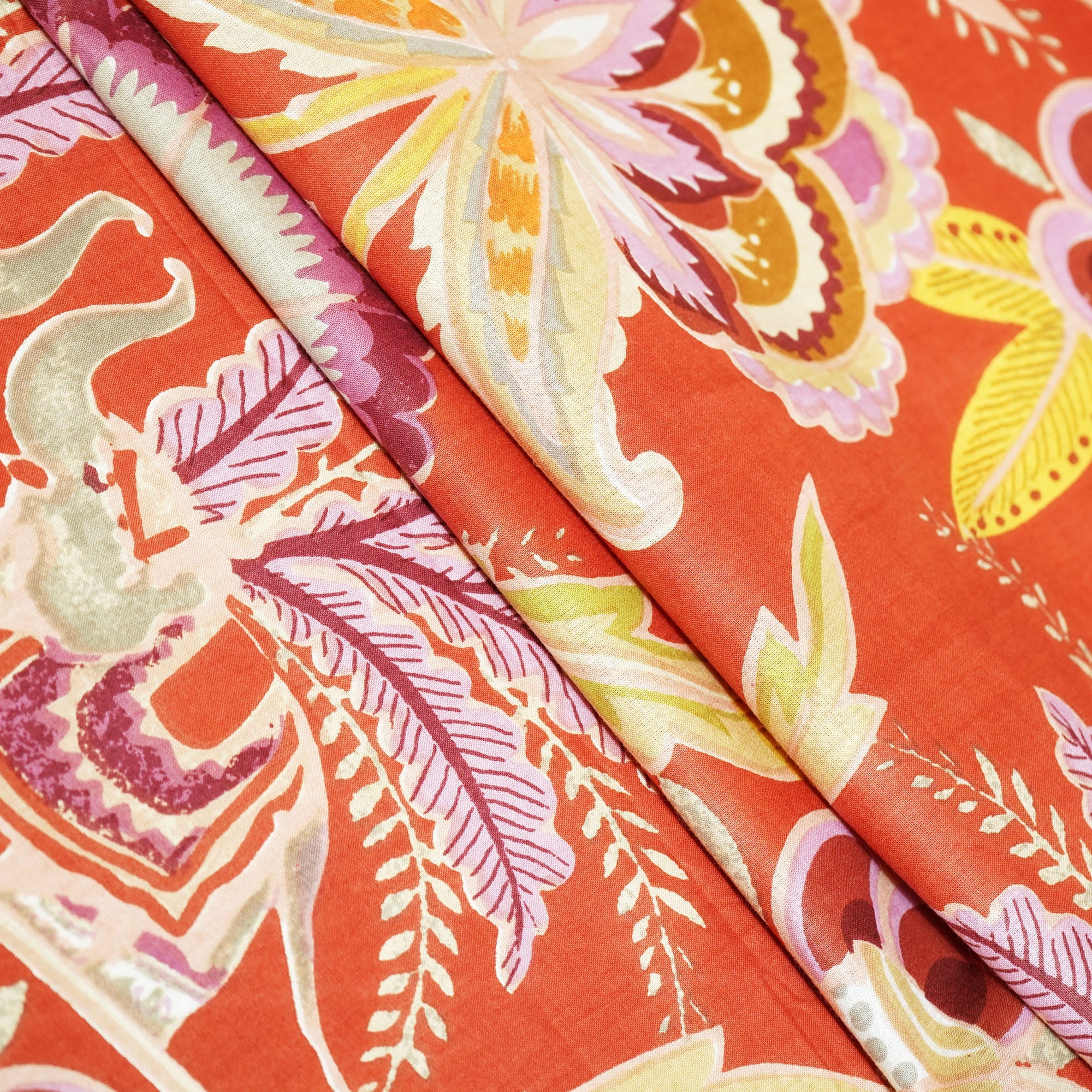 Red Floral & Tropical Print Cotton Fabric MFL-23644 - Image 2