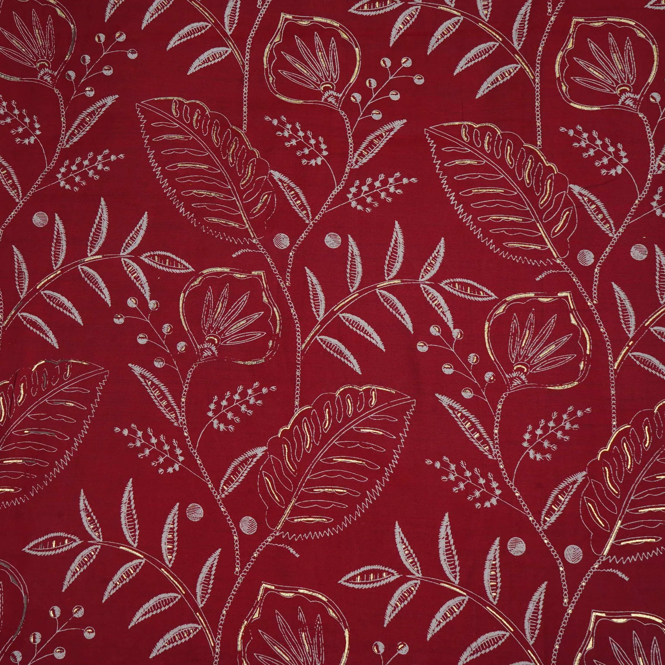Red Foil floral print Eri Cotton Fabric MTFG-31065 - Image 2