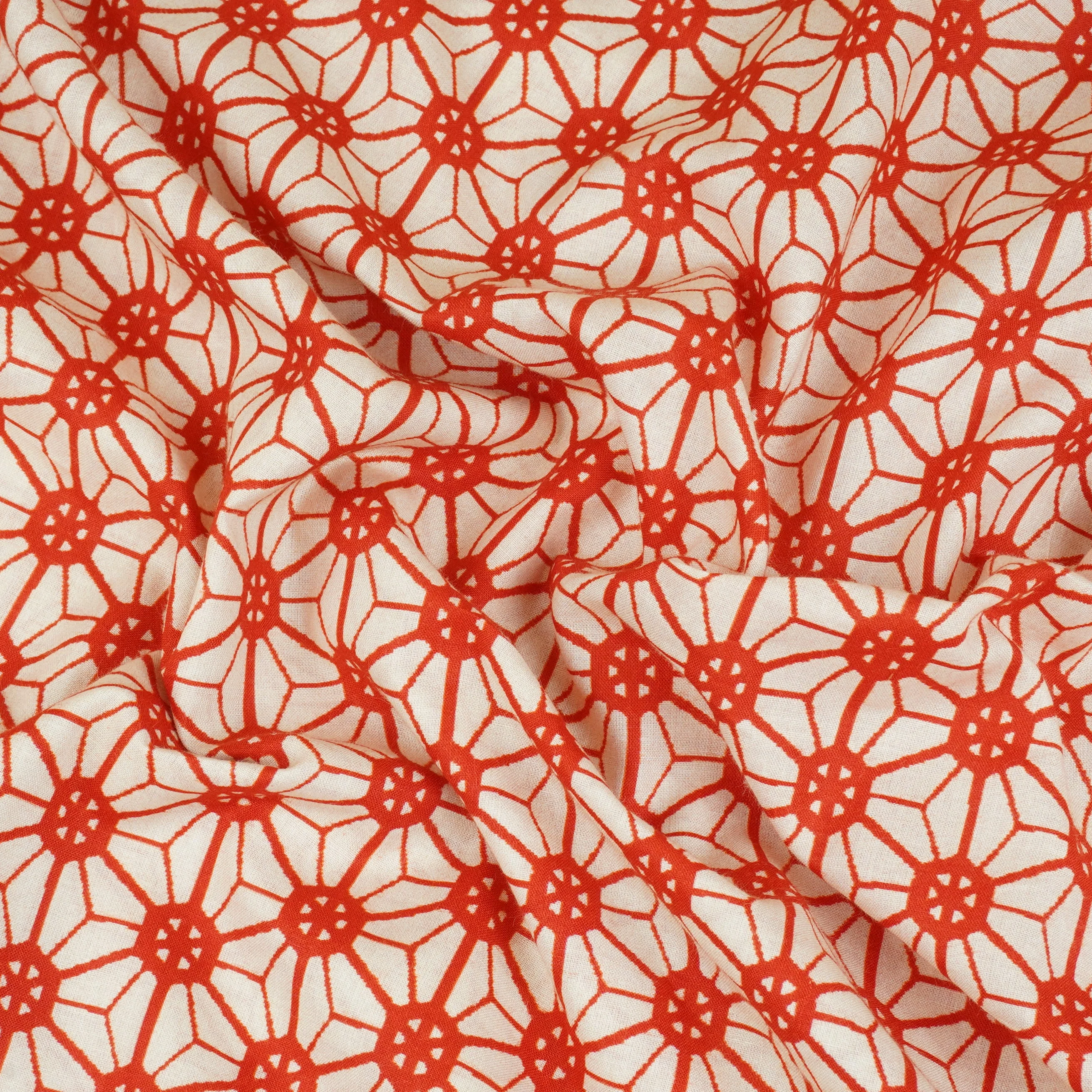Red Geomatrical Print Cotton Fabric MT-29482 - Image 3