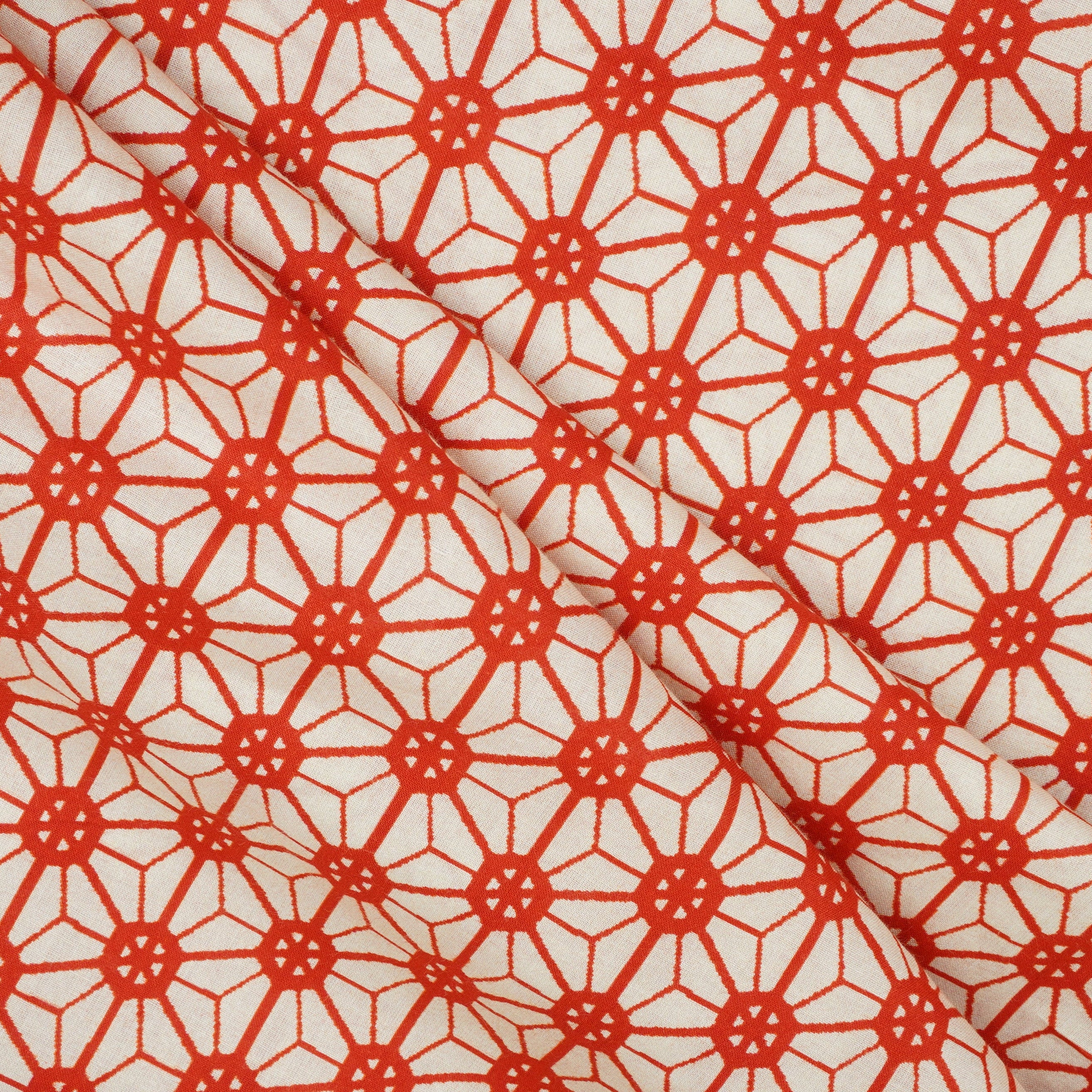 Red Geomatrical Print Cotton Fabric MT-29482 - Image 4