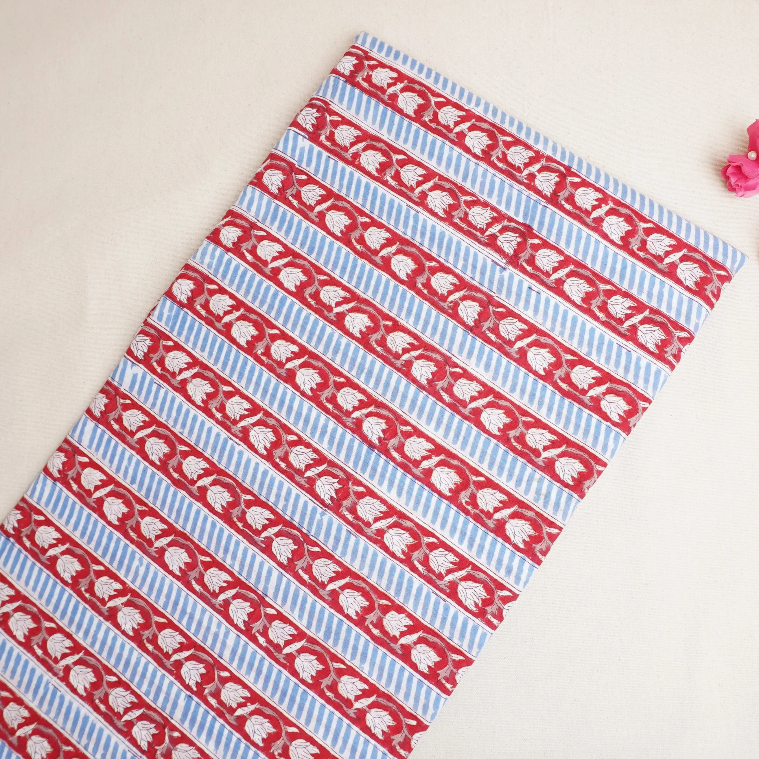 Red Handblock Print Cotton Fabric DH-29429