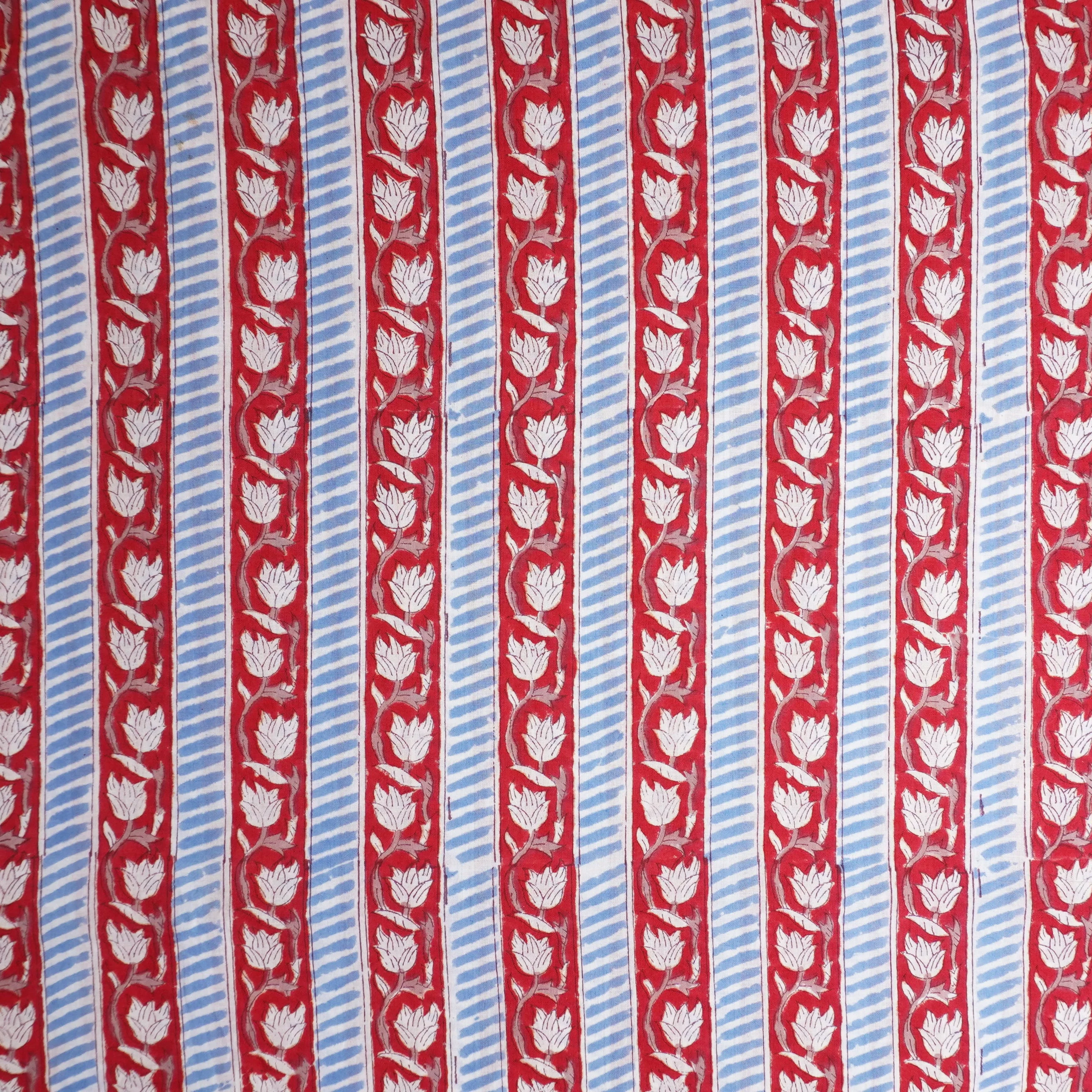 Red Handblock Print Cotton Fabric DH-29429 - Image 2