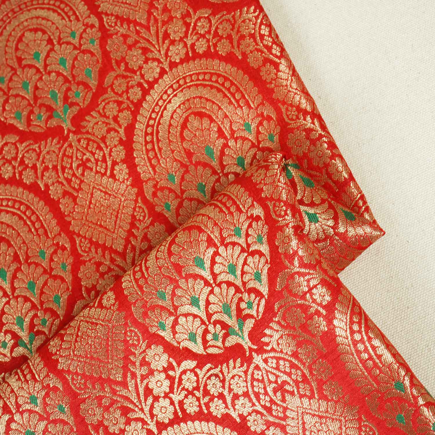Red Jaal with Mina Buta Brocade Fabric KR-28054 - Image 2