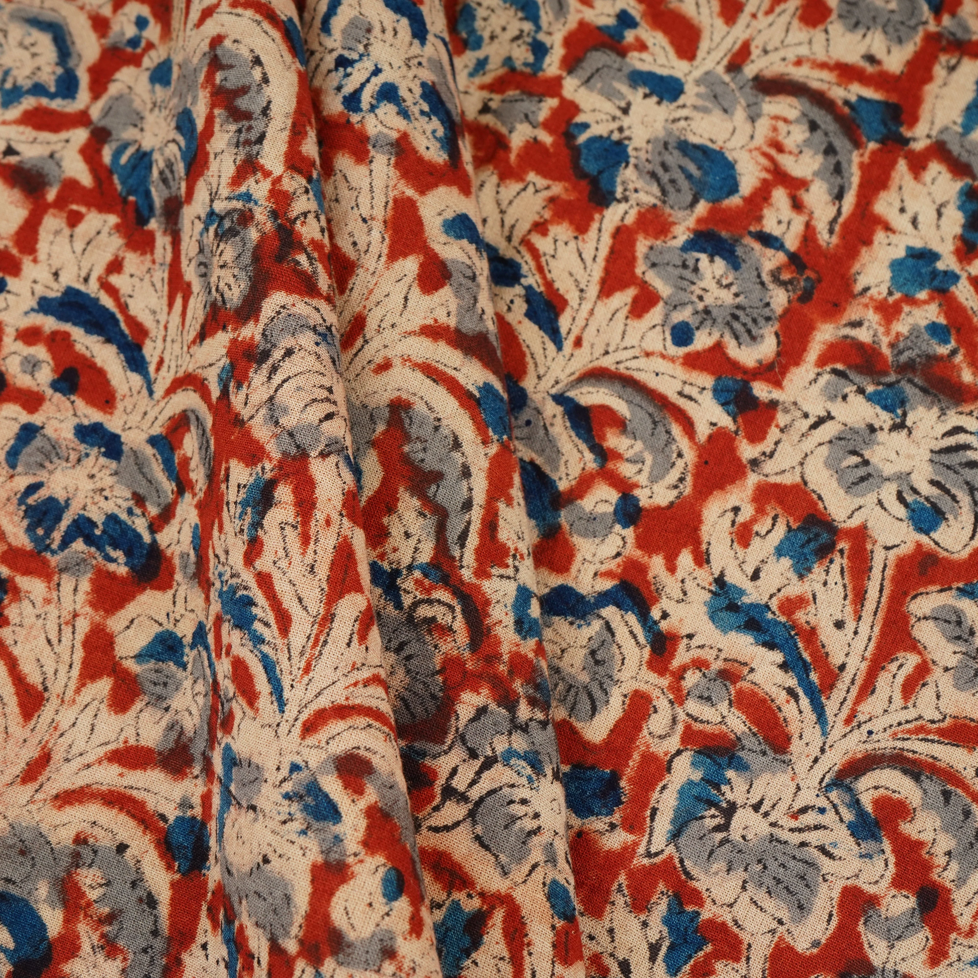 Red Kalamkari Print Cotton Fabric MFR-29844 - Image 4