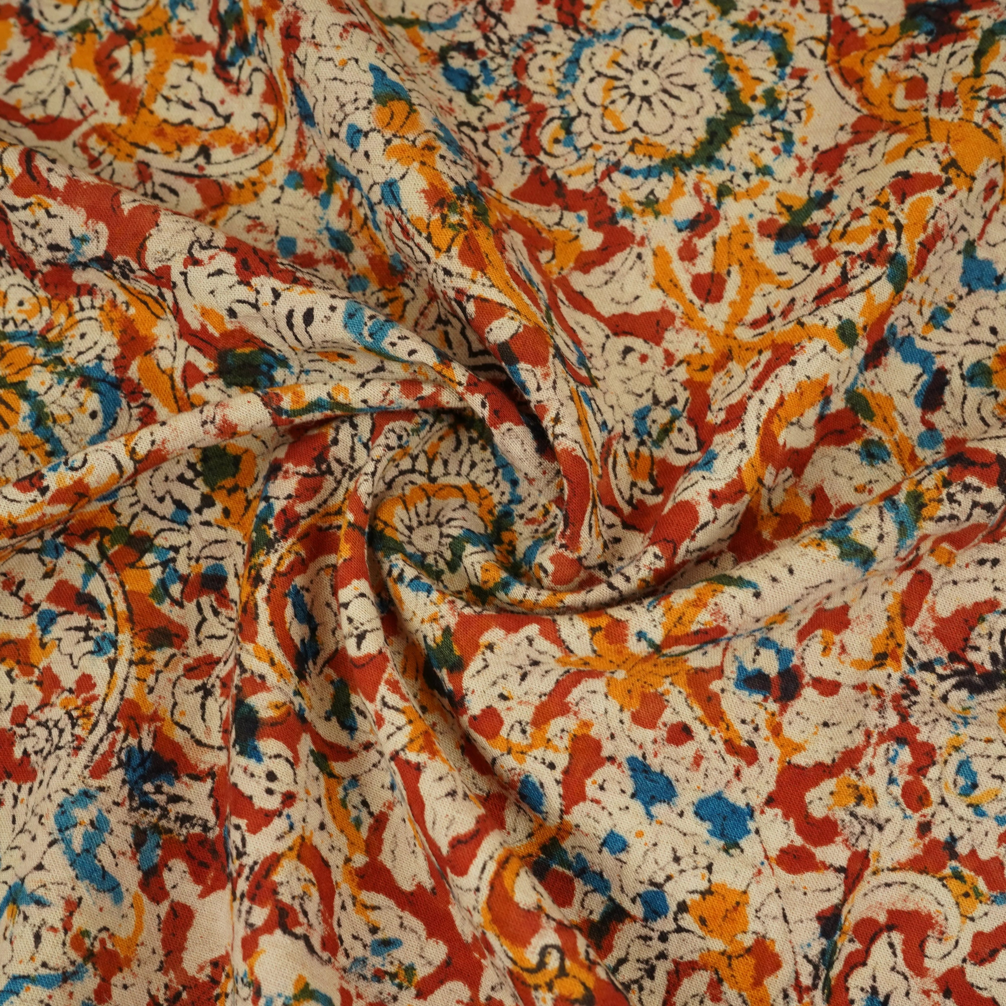 Red Kalamkari Print Cotton Fabric MFR-29846 - Image 3