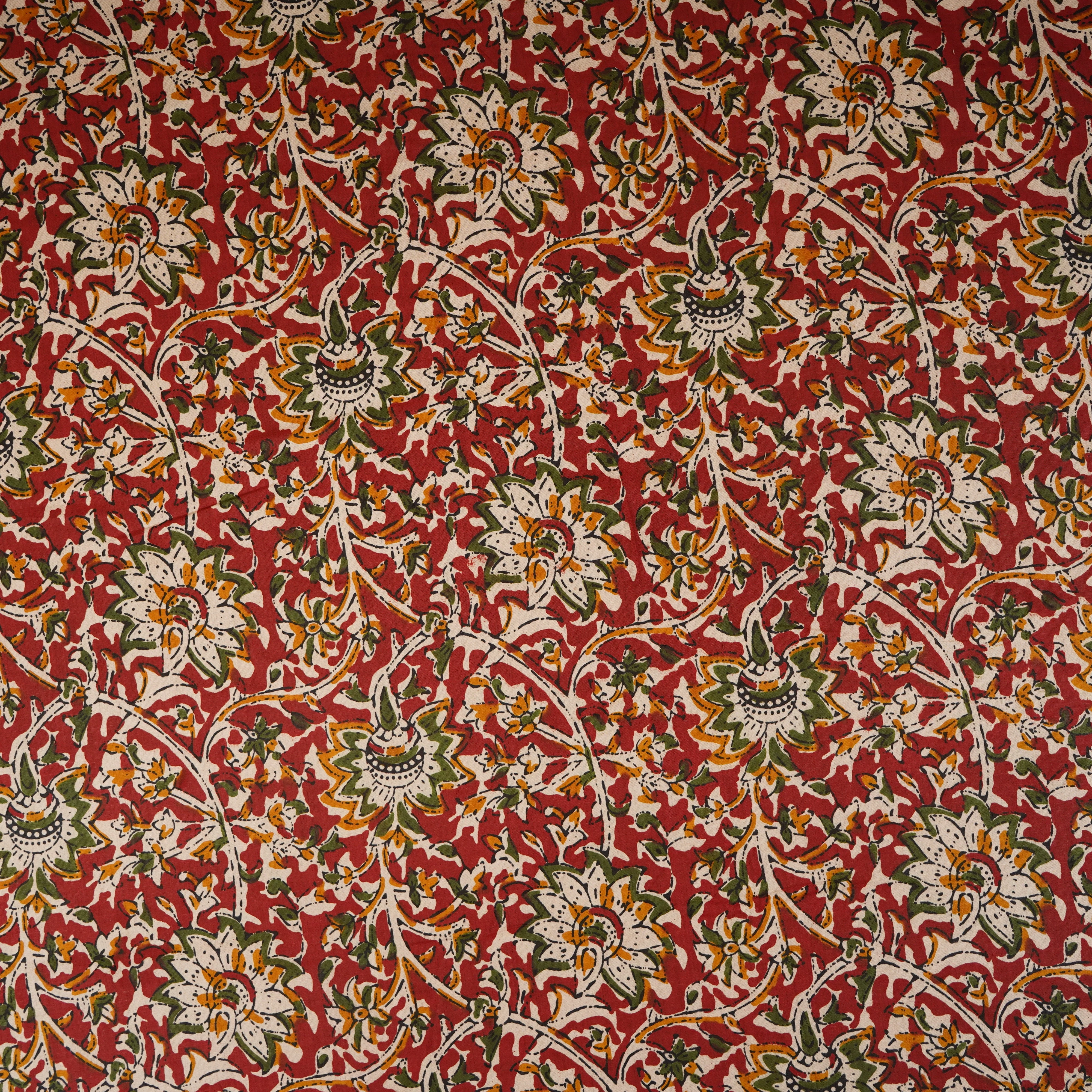 Red Kalamkari Print Cotton Fabric OG-30306 - Image 2