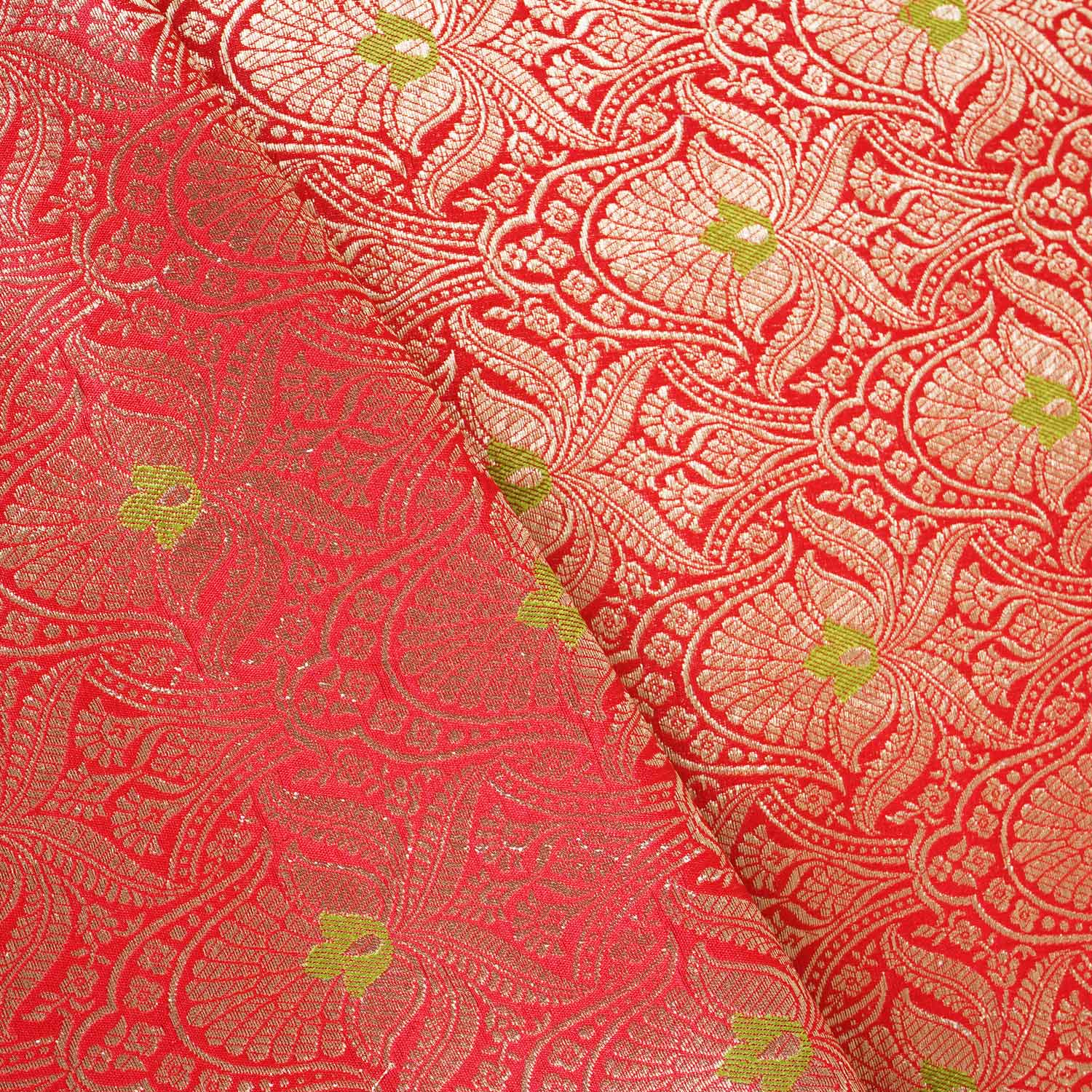 Red Mina Buta Jaal Brocade Fabric KR-28049 - Image 3