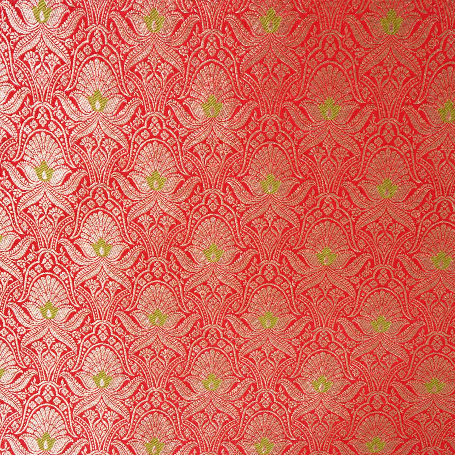 Red Mina Buta Jaal Brocade Fabric KR-28049 - Image 4