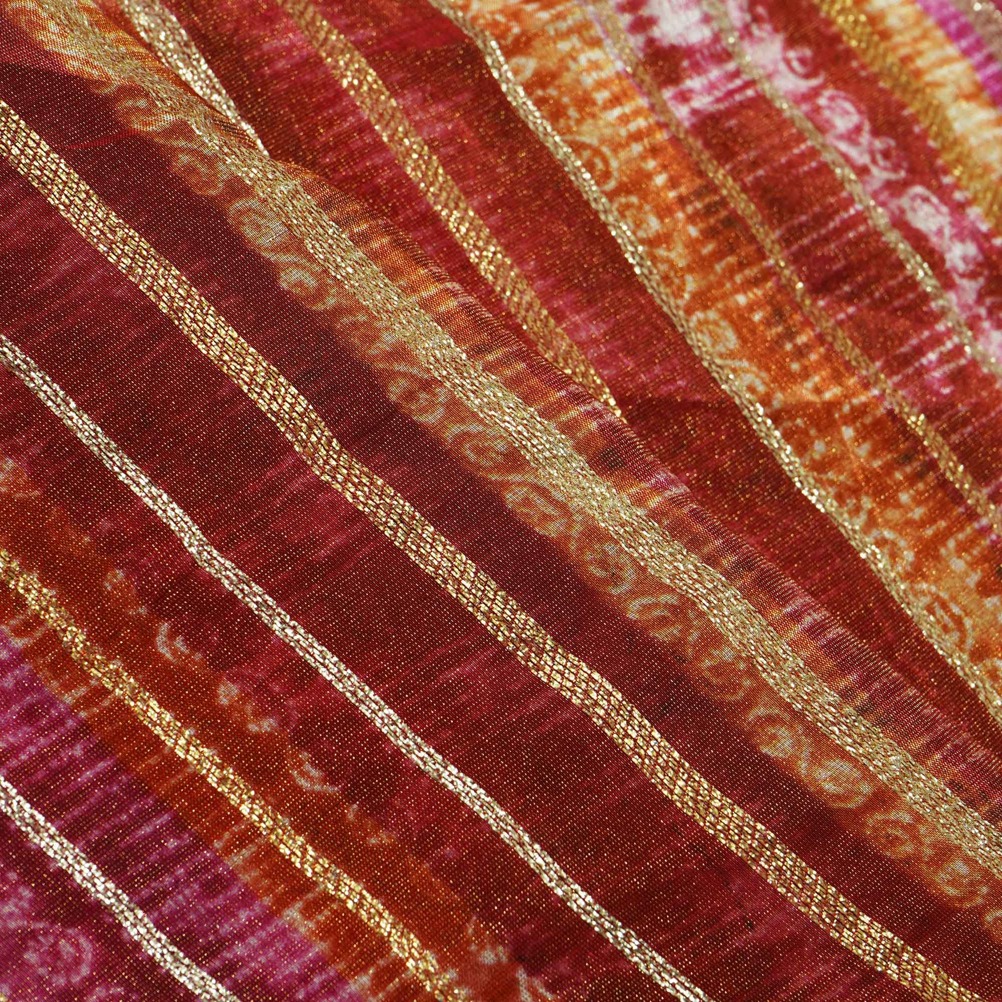 Red Multicolor Stripes Vuscose Tissue NE-15903 - Image 3