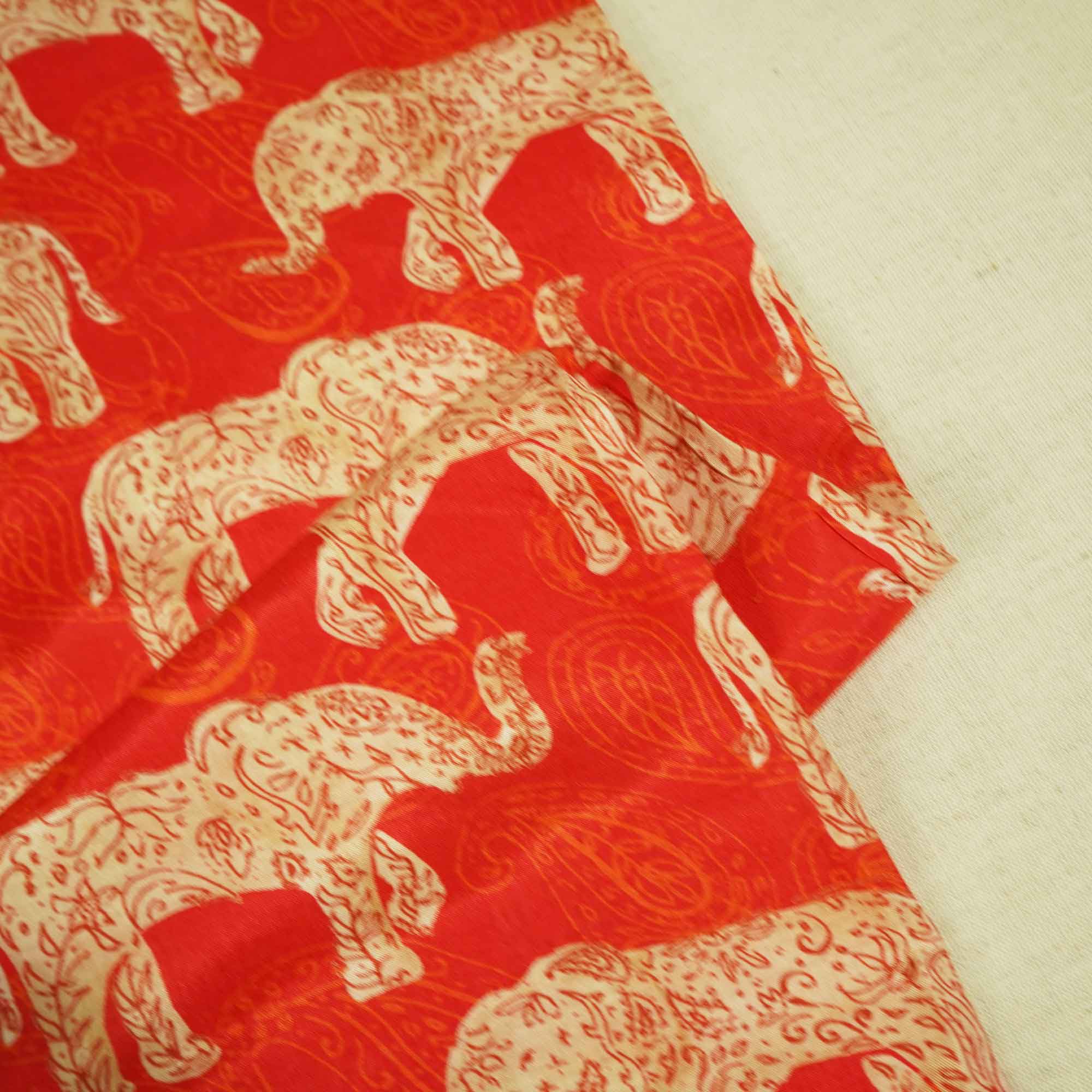 Red Pichwai Border Print Muslin SSF-15721 - Image 2