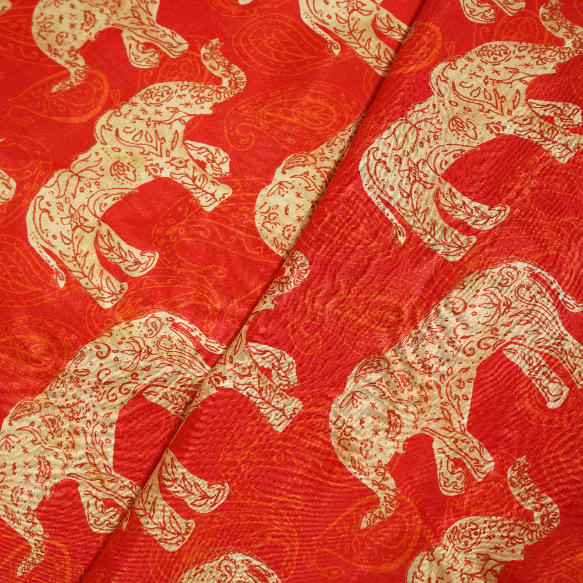Red Pichwai Border Print Muslin SSF-15721 - Image 3