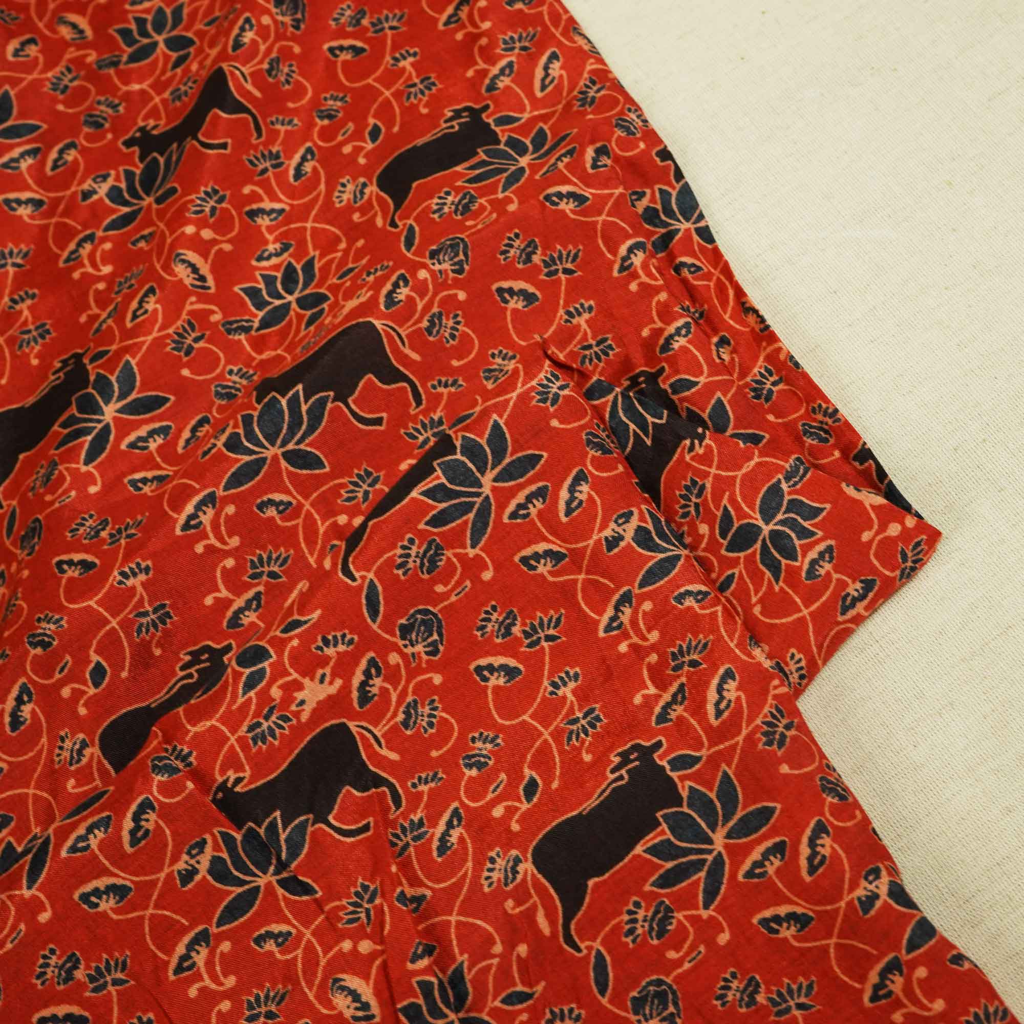 Red Pichwai Print Muslin SSF-15720 - Image 2