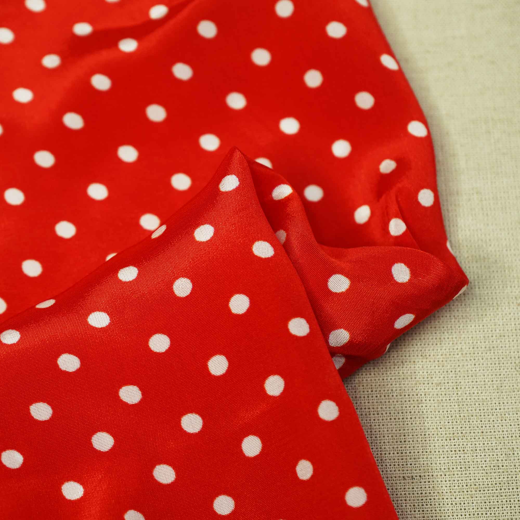 Red Polka Dot Print Creap Fabric Print Creap MTF-26831 - Image 2