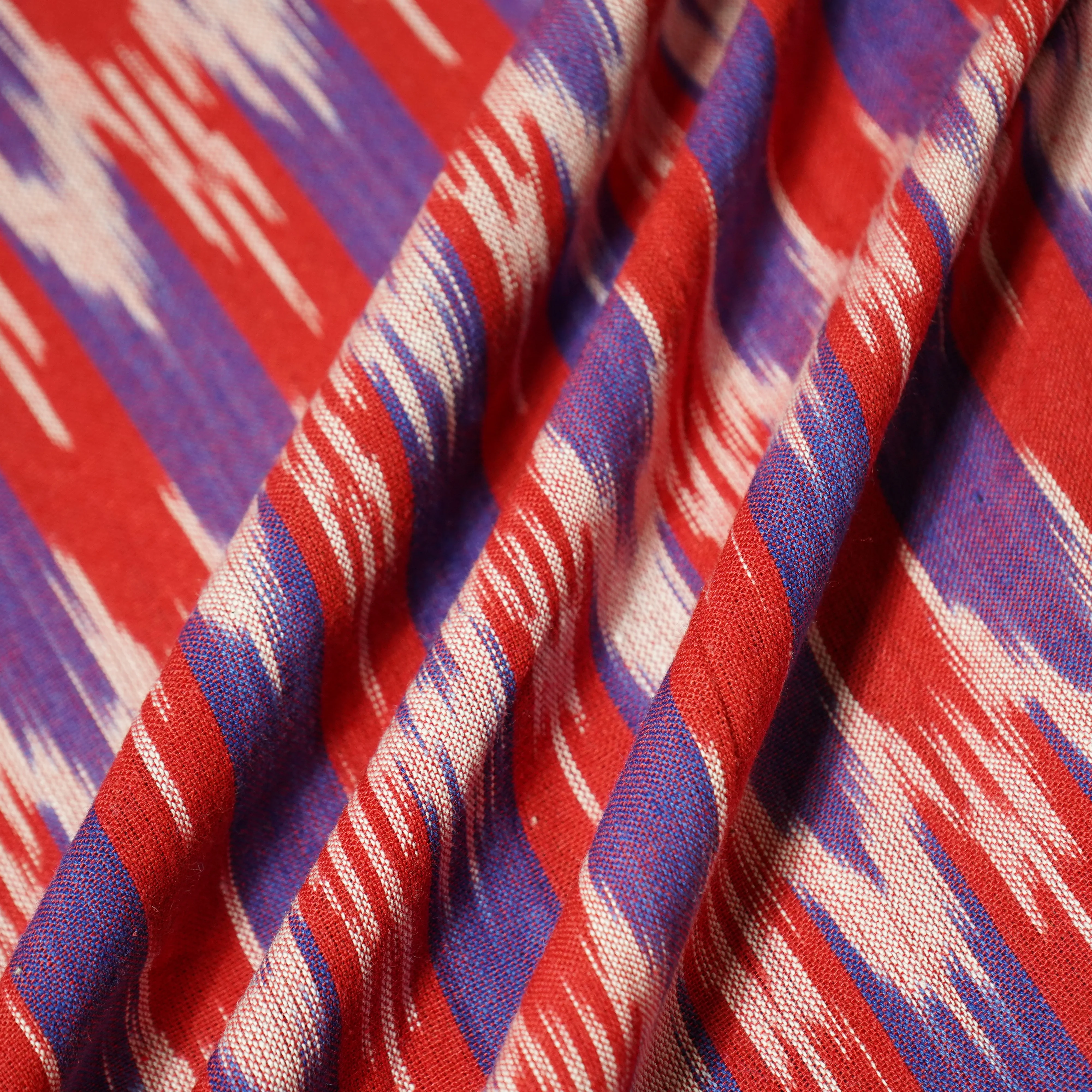 Red & Purple Ikkat Print Cotton Fabric - Image 2