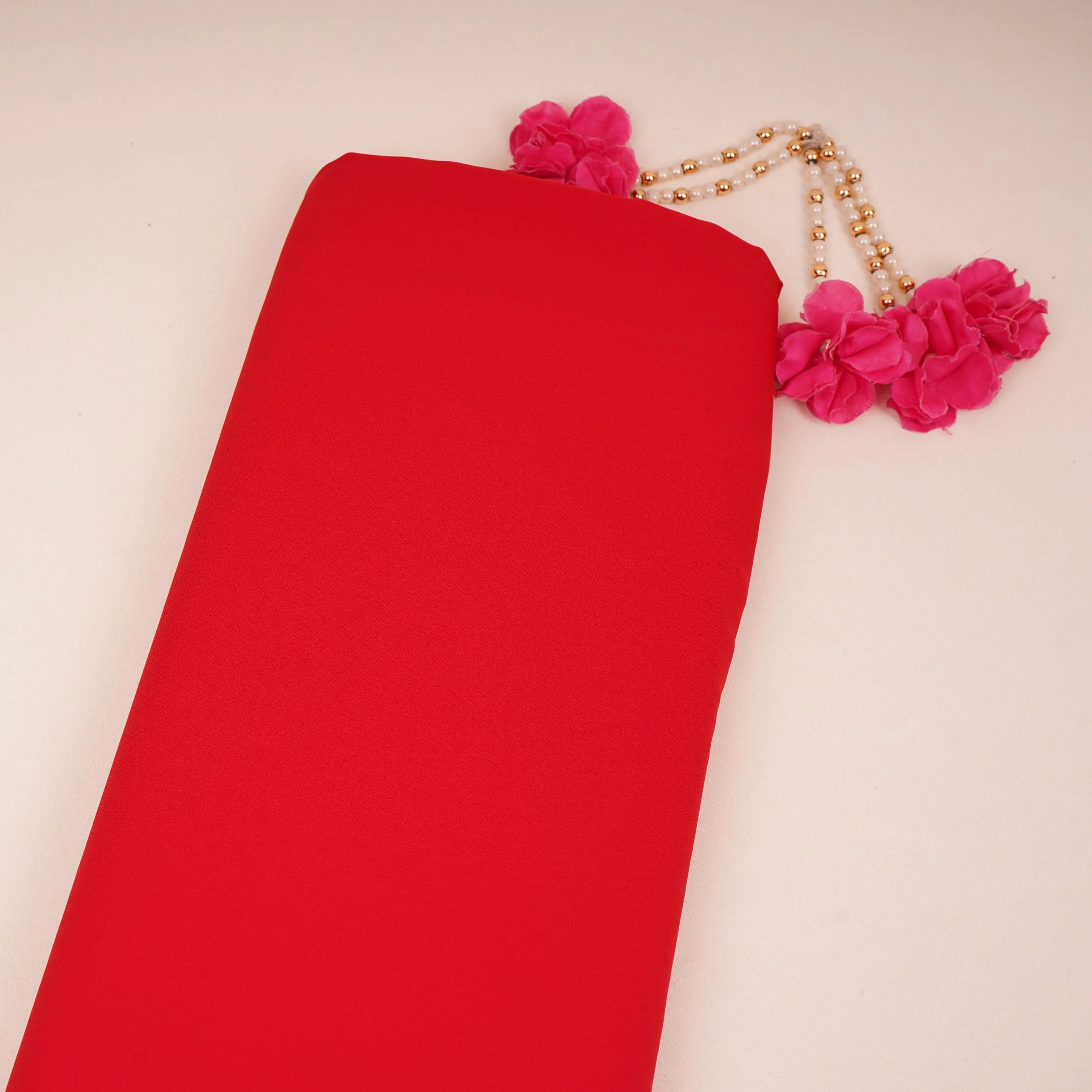 Red Solid Double Georgette Fabric LID-10