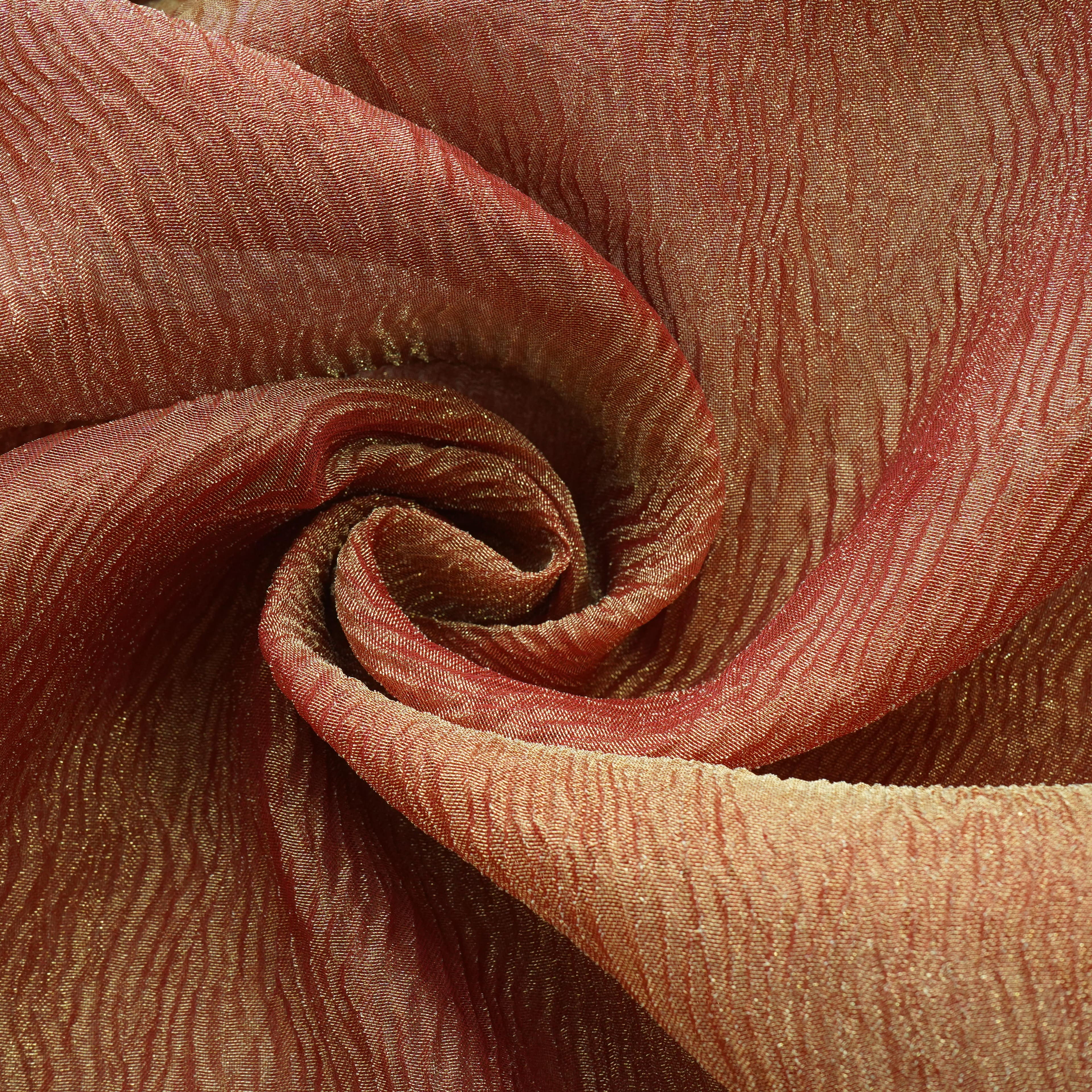 Red Solid Shimmer Crushed Tissue Fabric
