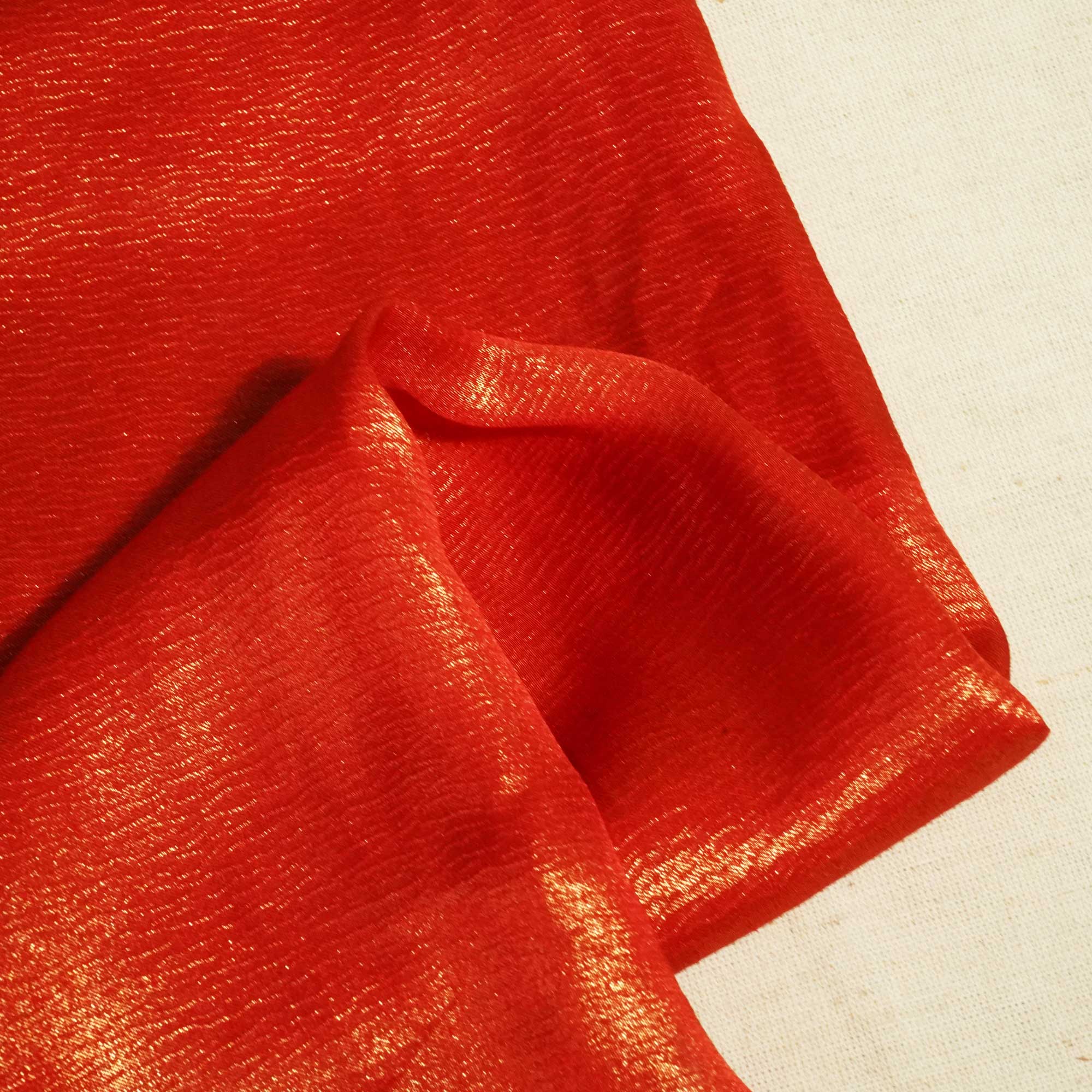 Red Solid Shimmer Georgette Satin SVF-11415 - Image 2