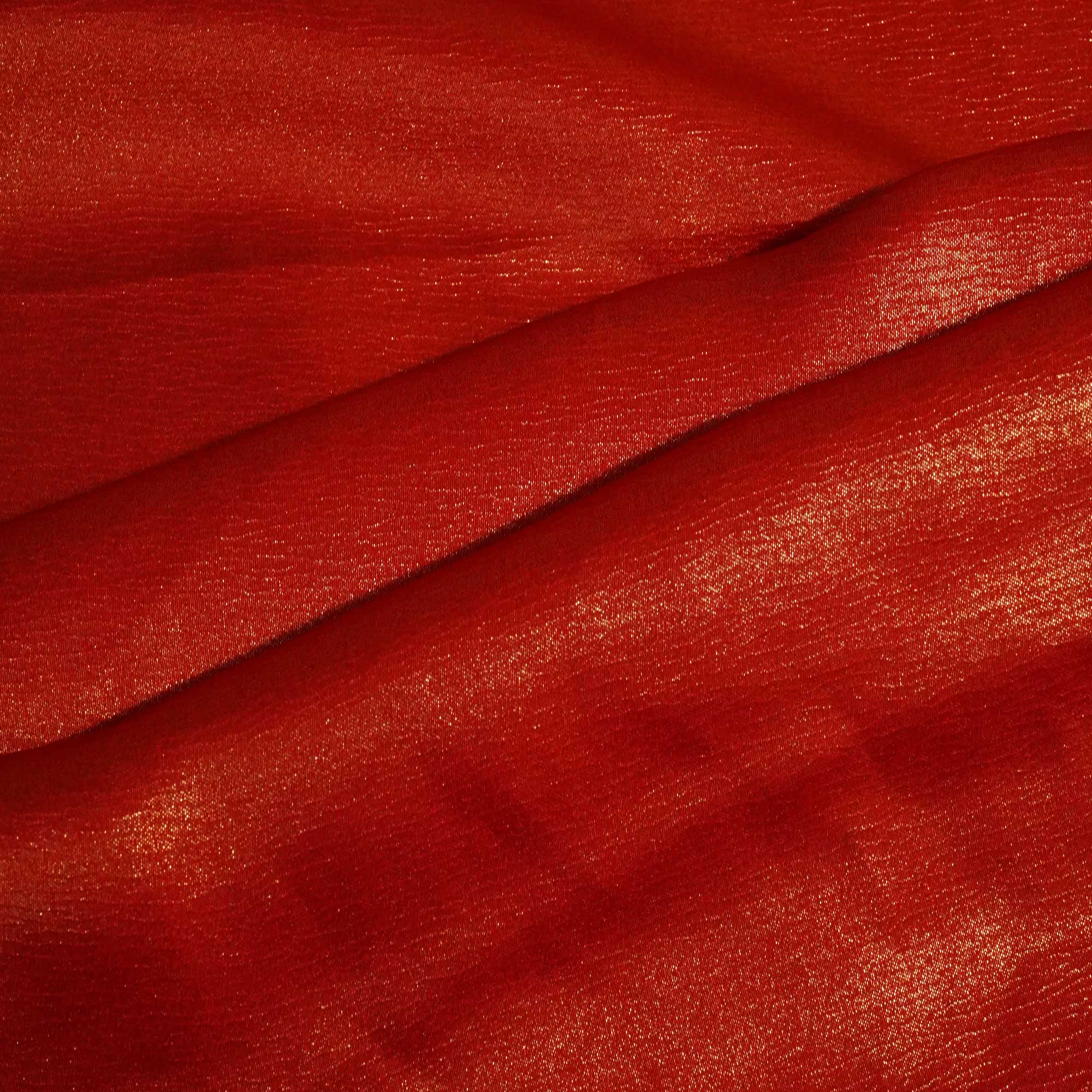 Red Solid Shimmer Georgette Satin SVF-11415 - Image 3