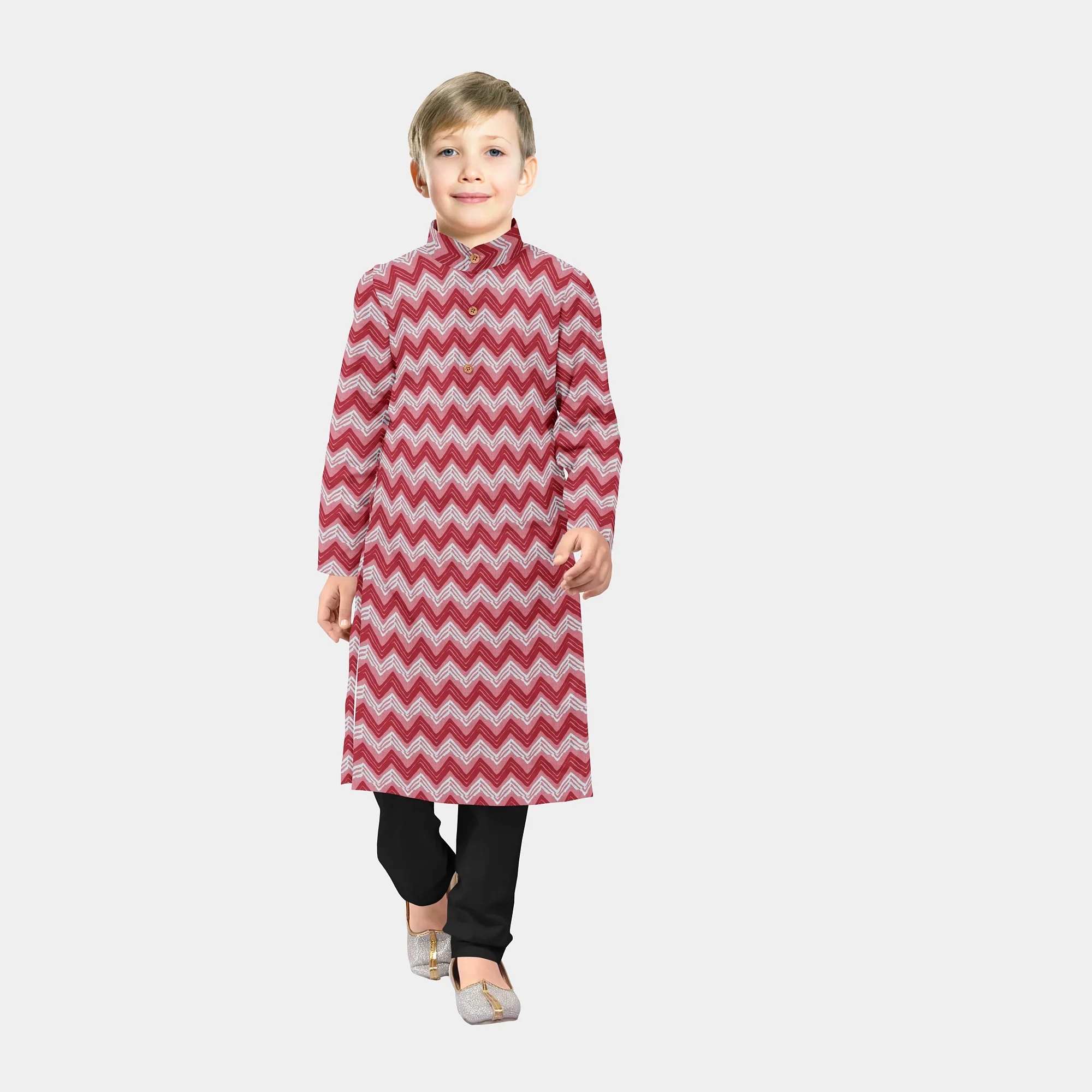 Red & White Chevron Print Cotton Fabric - Image 5