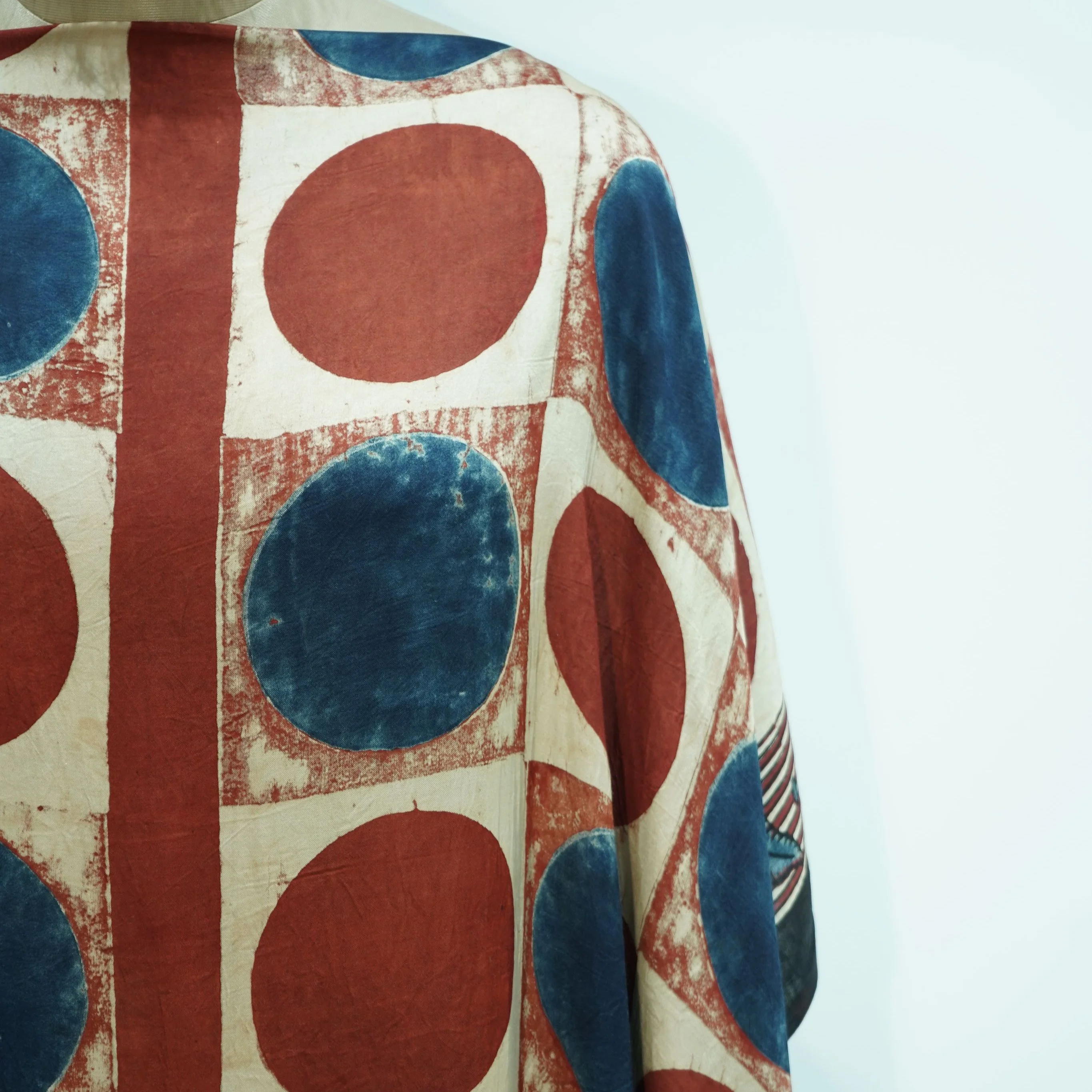 Red with Cream Polka Dot print Modal Silk Kaftan EEG-31633 - Image 3